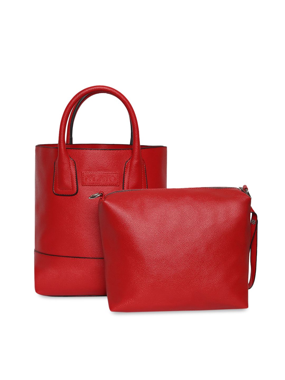 KLEIO Red Solid Tote Bag With Pouch Price in India