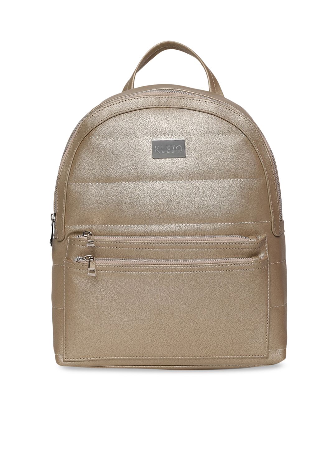 KLEIO Women Muted Gold-Toned Solid Backpack Price in India