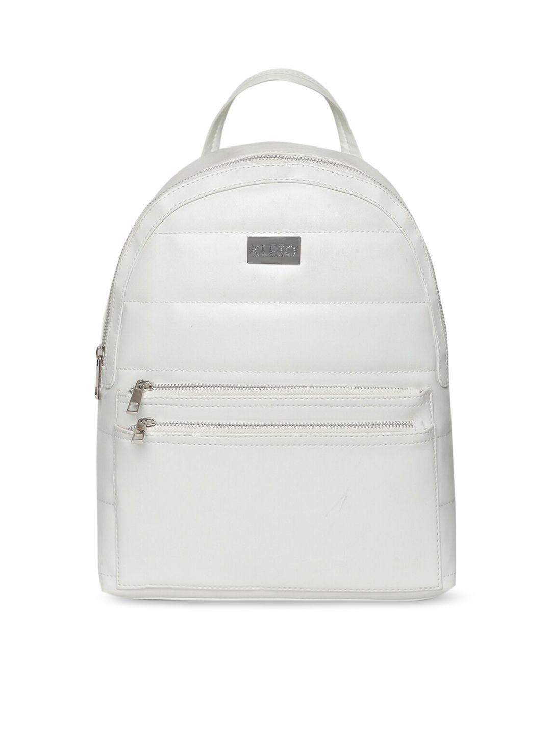 KLEIO Women White Solid Backpack Price in India