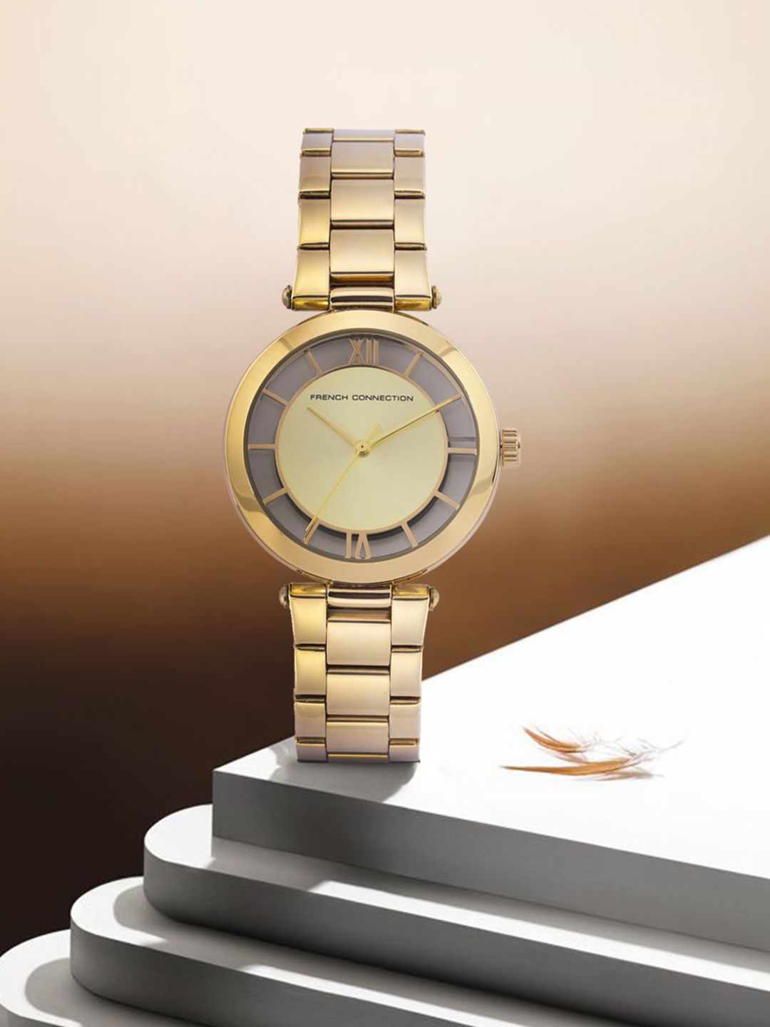French Connection Women Gold-Toned Analogue Watch FCL0001D Price in India