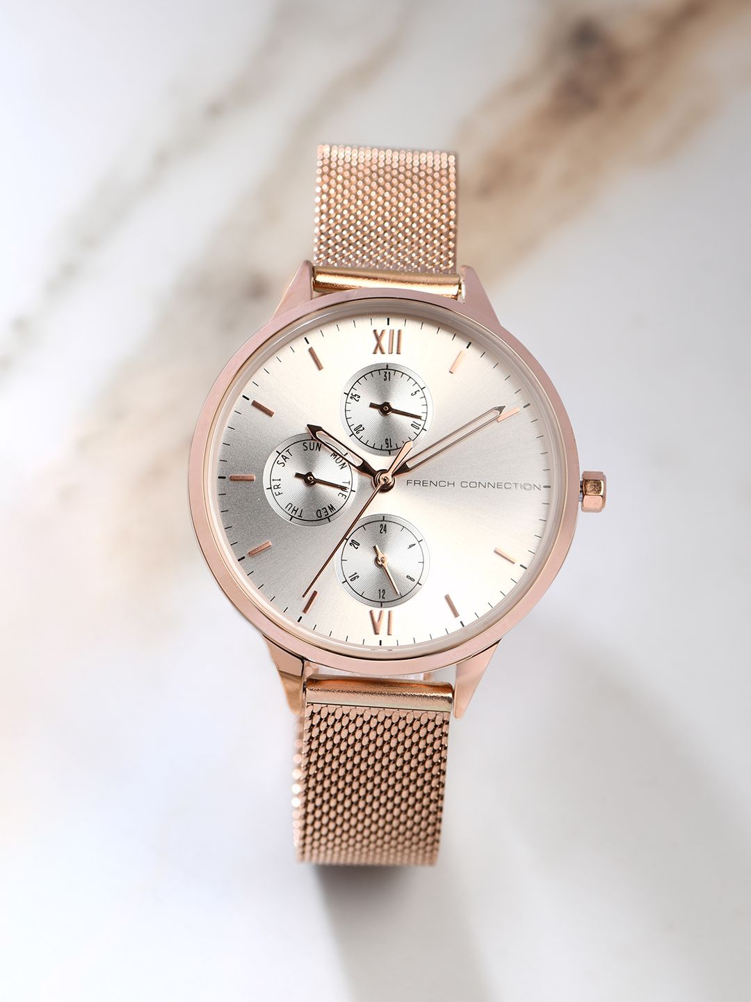 French Connection Women Silver-Toned Analogue Watch Price in India