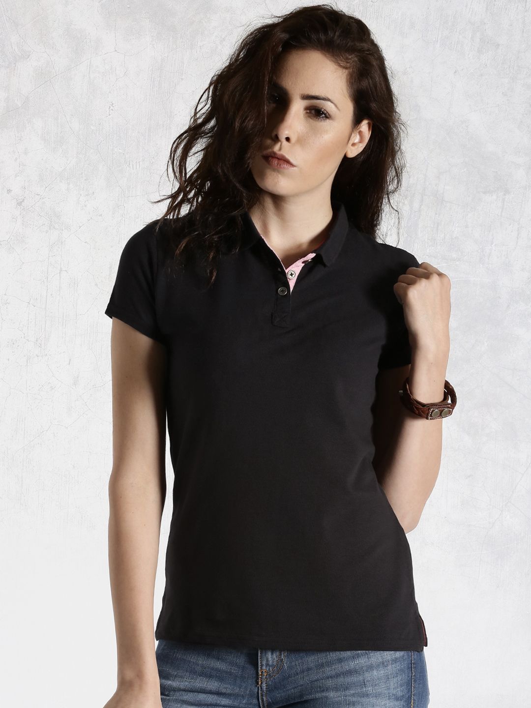 Roadster Black Polo Pure Cotton  Pure Cotton T-shirt Price in India