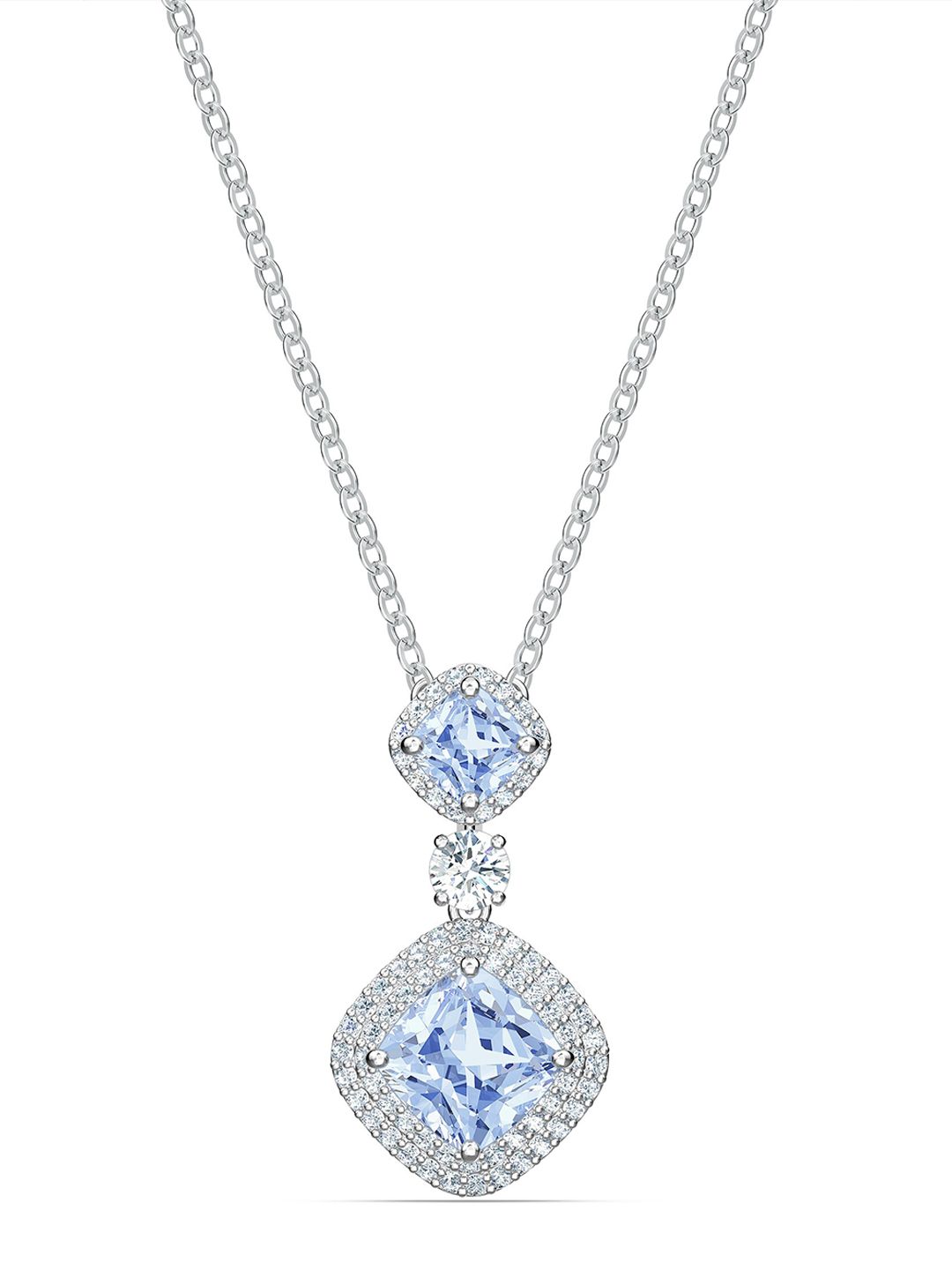 SWAROVSKI Blue Rhodium Plated Angelic Necklace Price in India