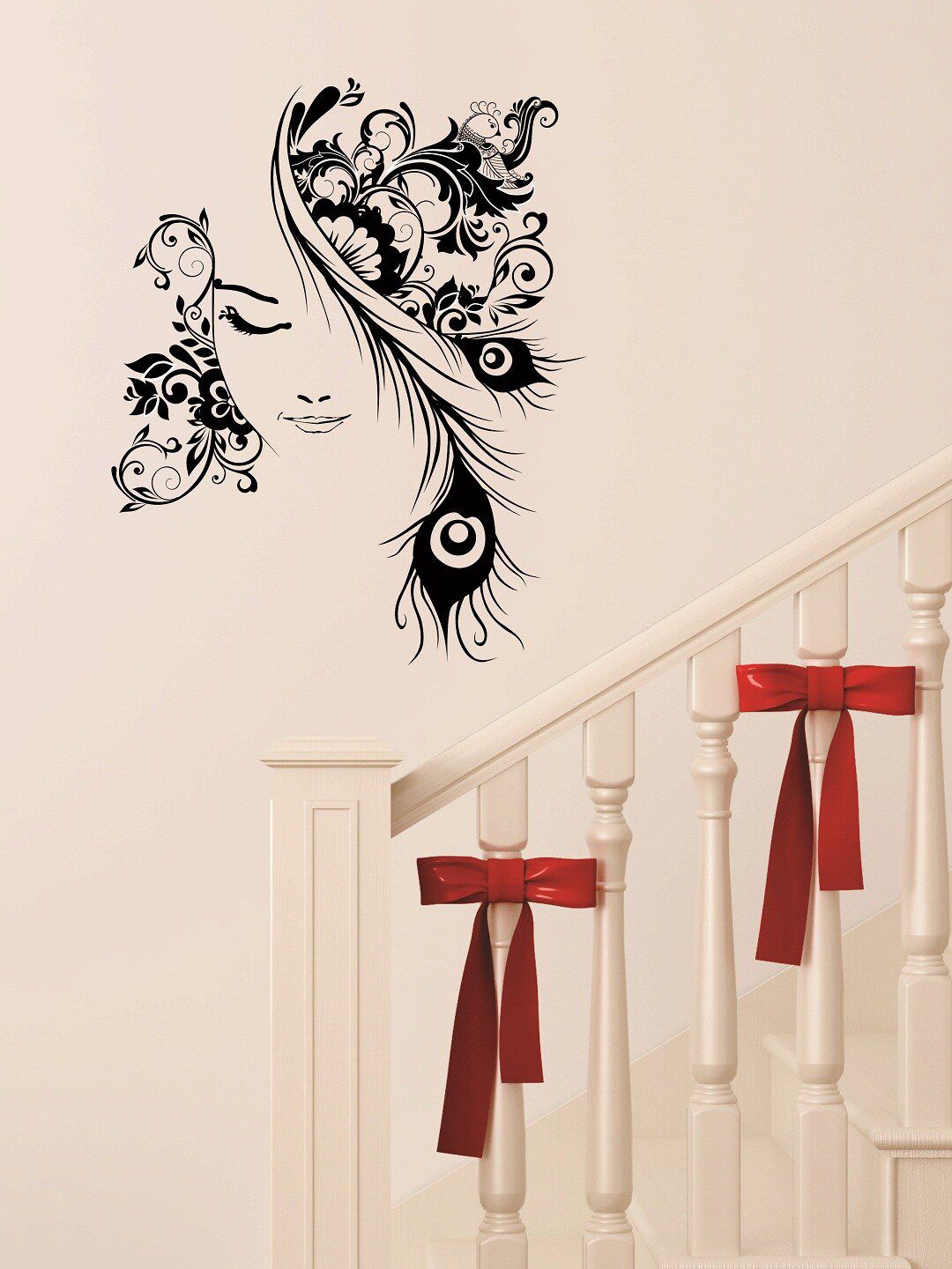 WALLSTICK Black Abstract Woman Large Vinyl Wall Sticker Price in India