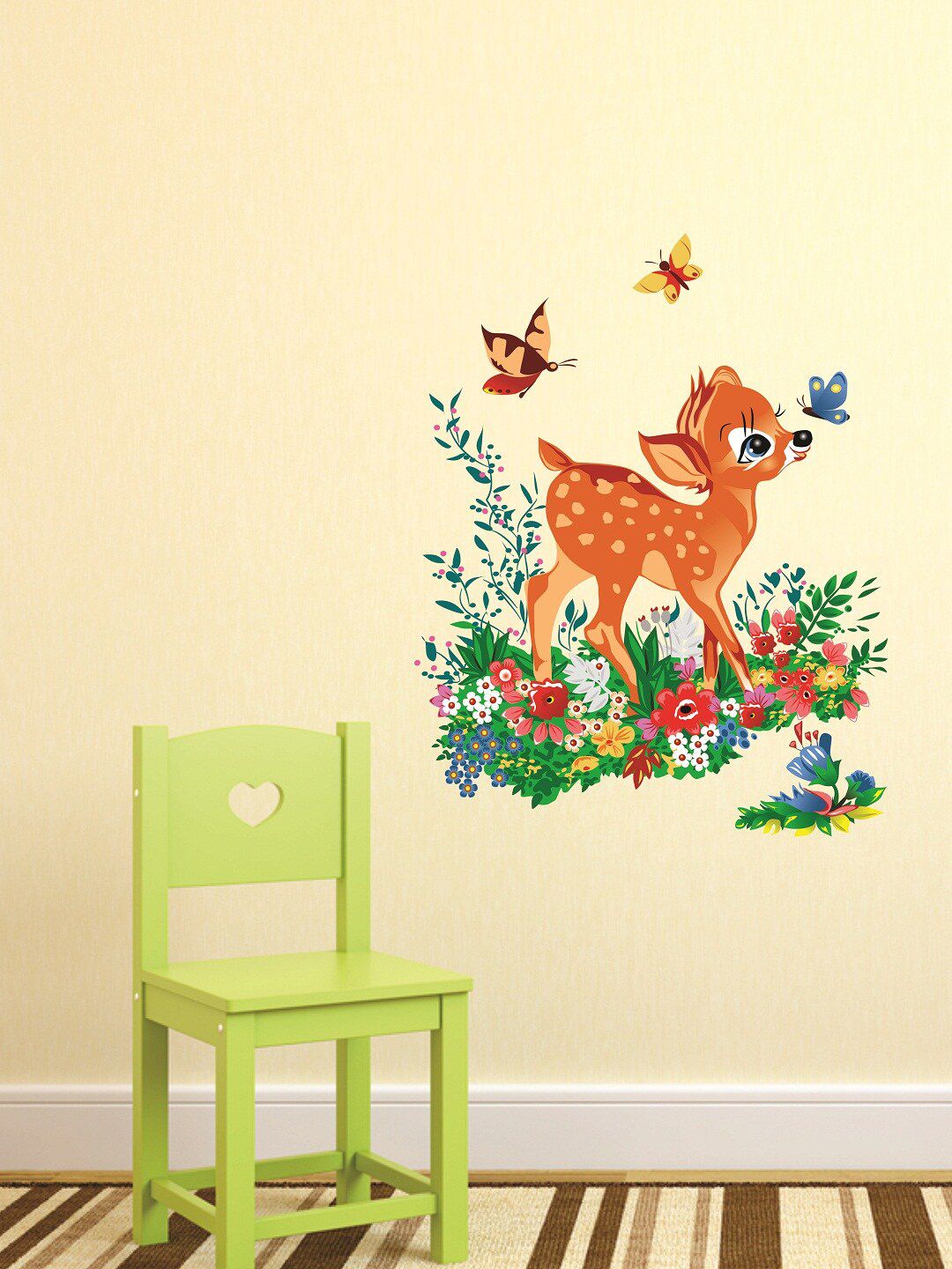 WALLSTICK Brown & Green Animal Large Vinyl Wall Sticker Price in India