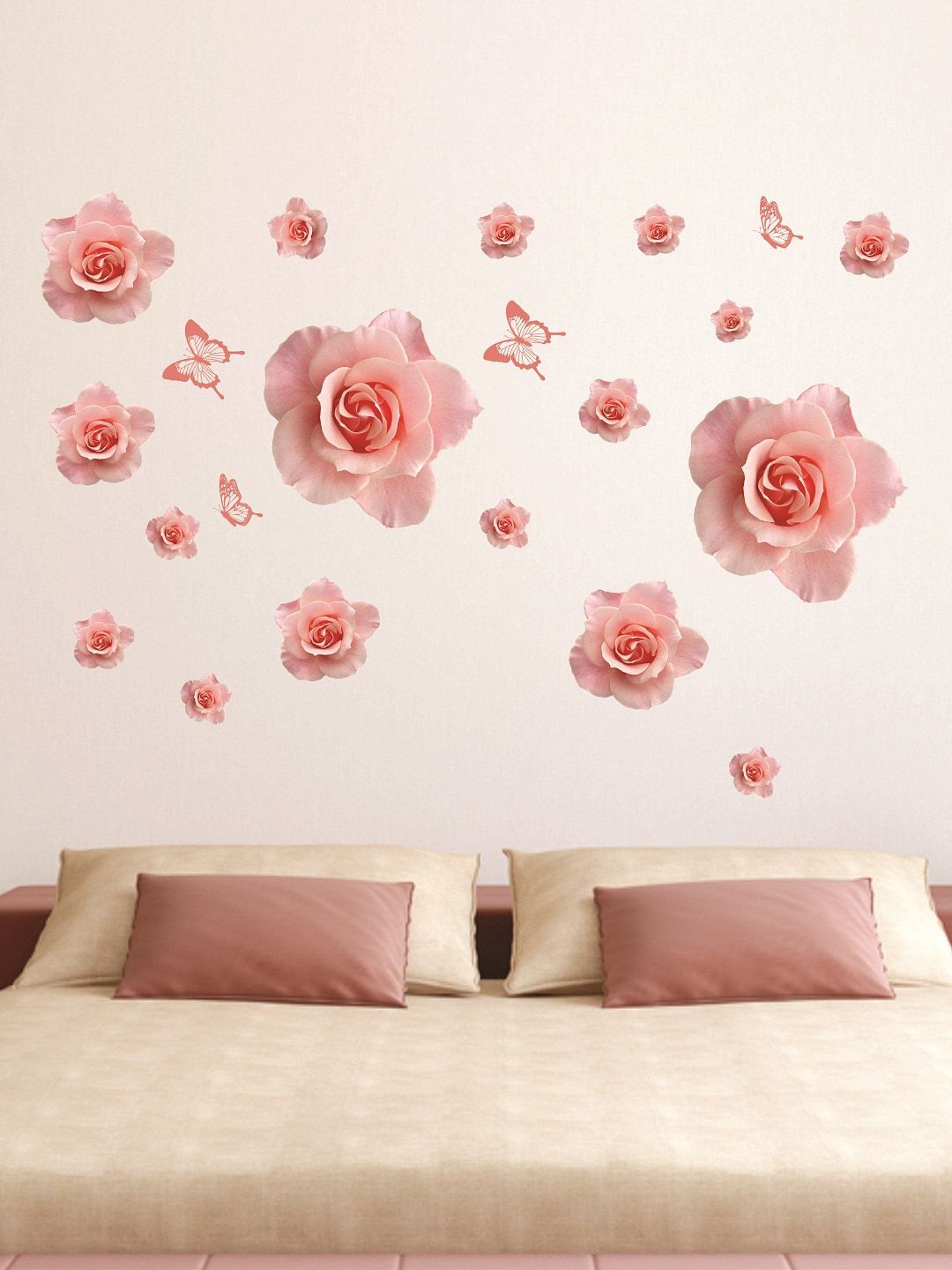WALLSTICK Pink Floral Large Vinyl Wall Sticker Price in India