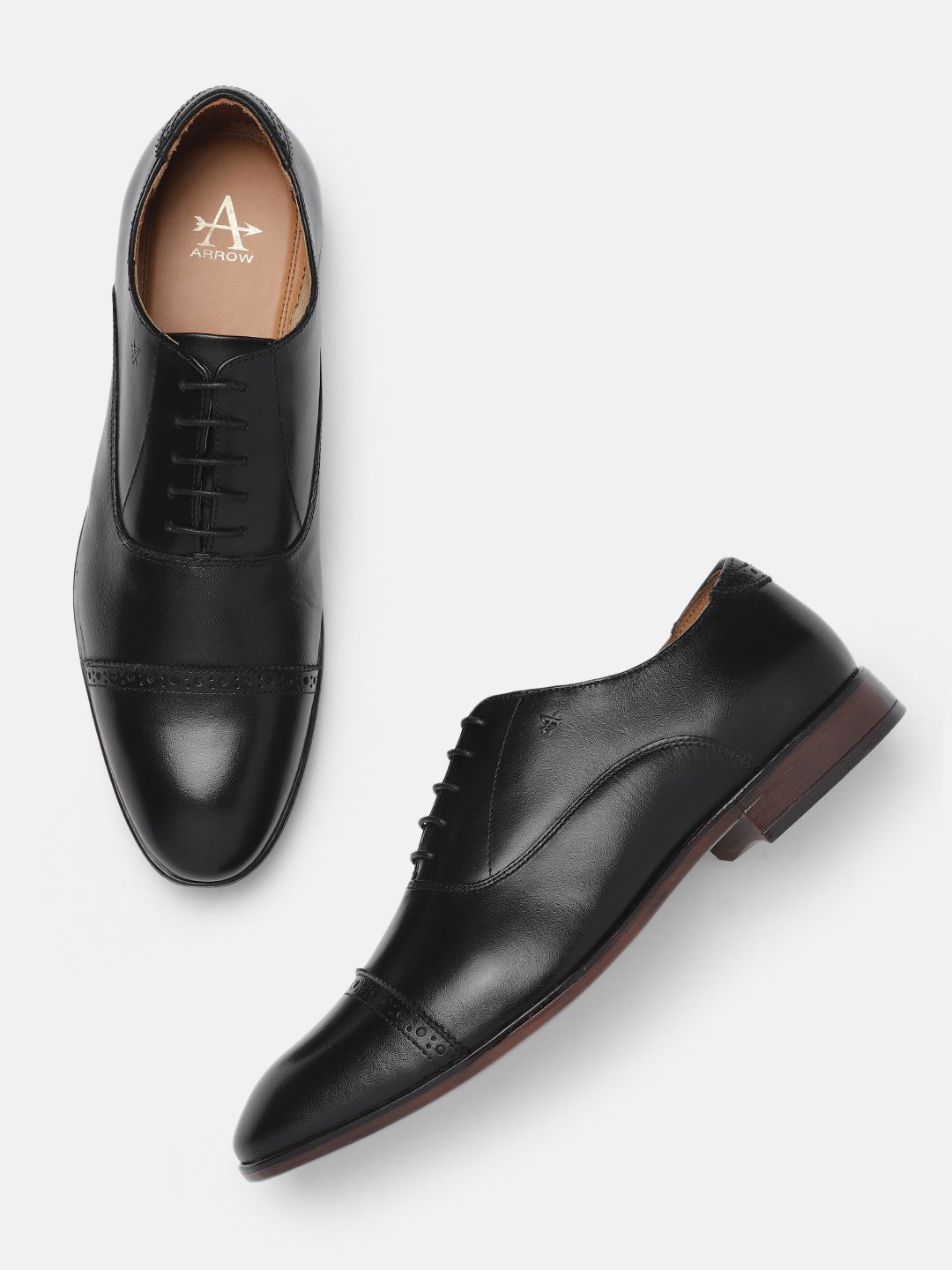 Arrow Men Black Solid BAYARD Leather Oxfords