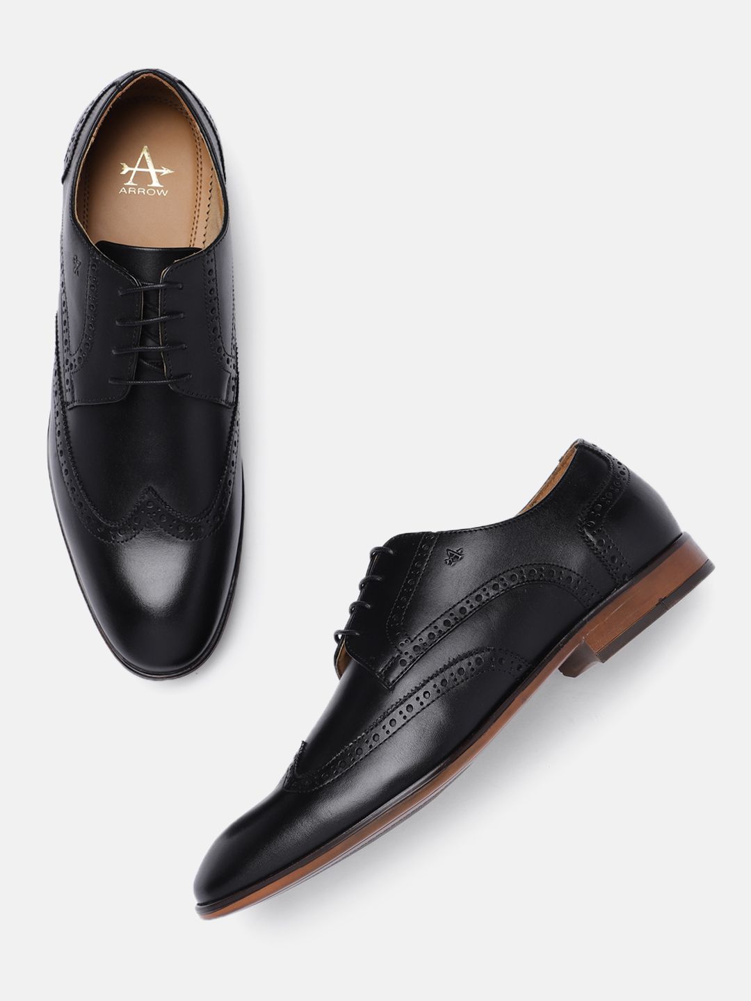 Arrow Men Black Full Brogues Oxfords Leather Formal Shoes