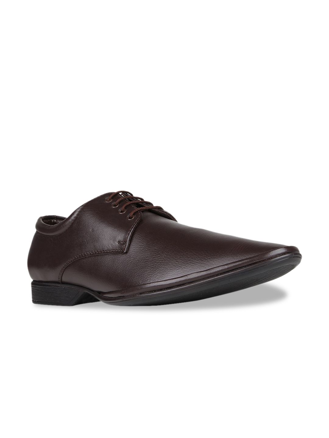 Regal Men Brown Solid Leather Formal Derbys