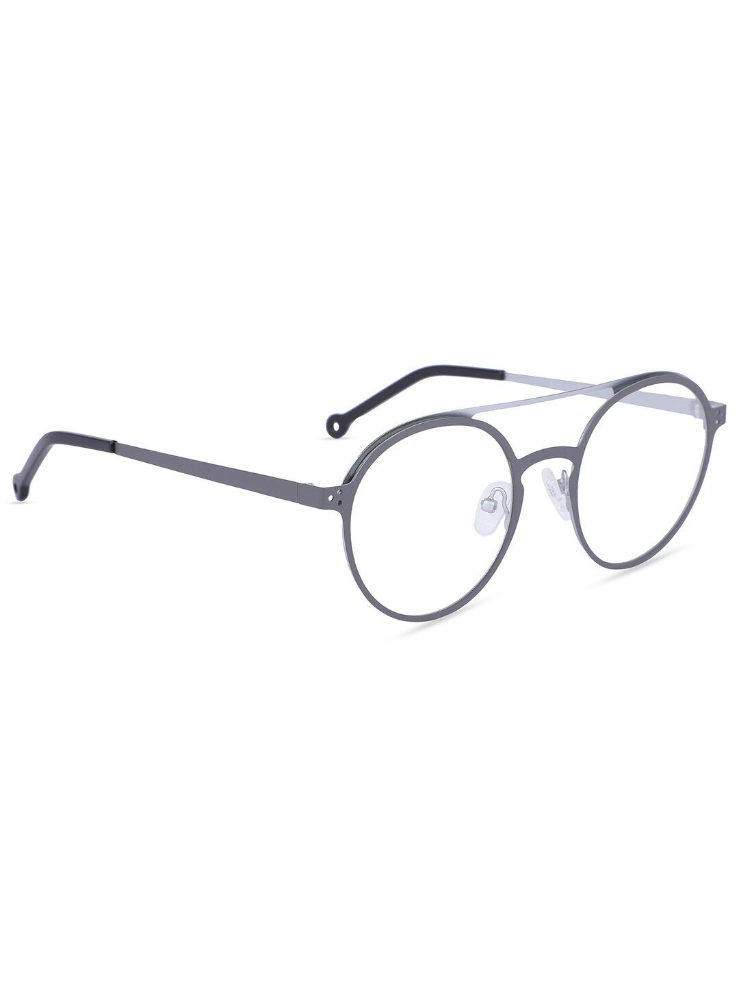 MARC LOUIS Unisex Charcoal Grey Solid Full Rim Round Frames 8028 C03 49 FR Price in India