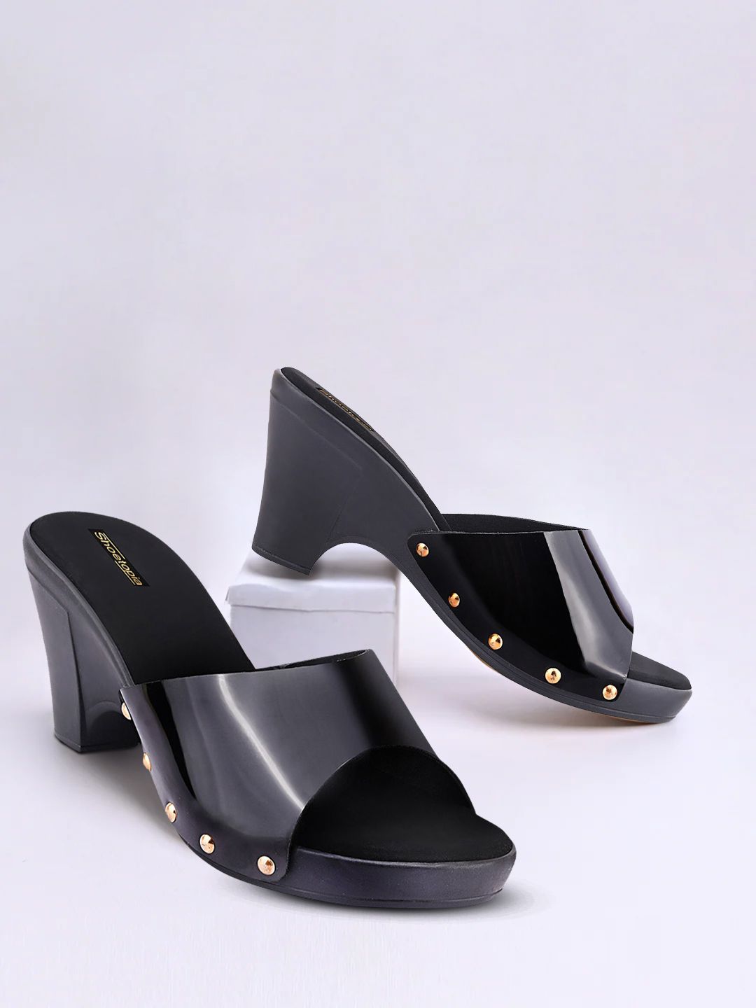 Shoetopia Women Black Solid Block Heels Price in India