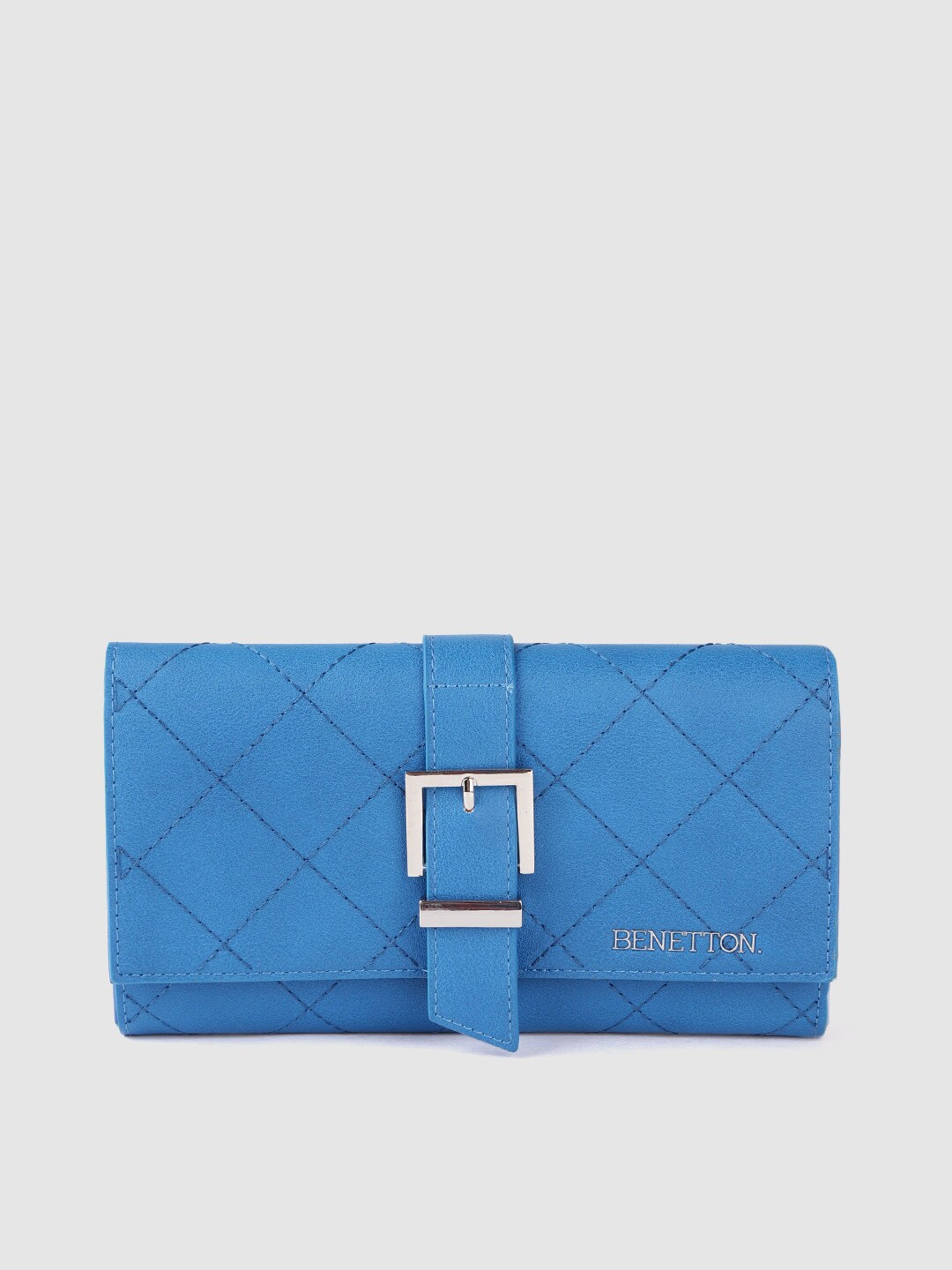 United Colors of Benetton Women Blue Quilted Two Fold Wallet Price in India