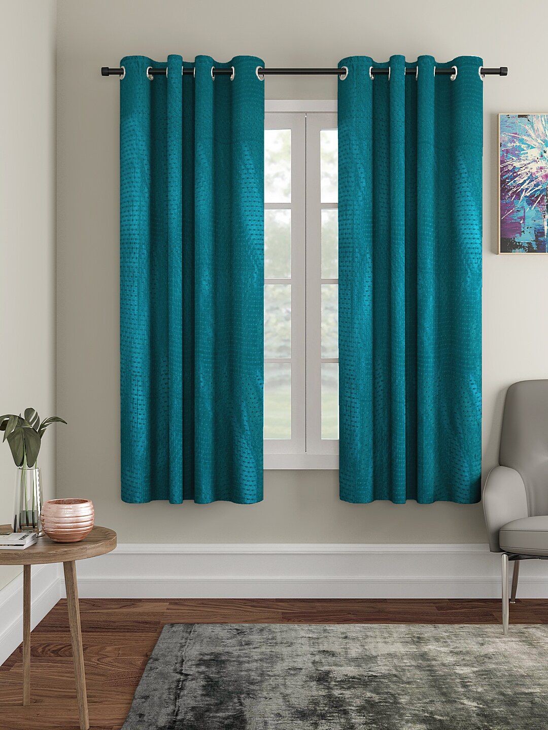 Cortina Green Set of 2 Window Curtains Price in India
