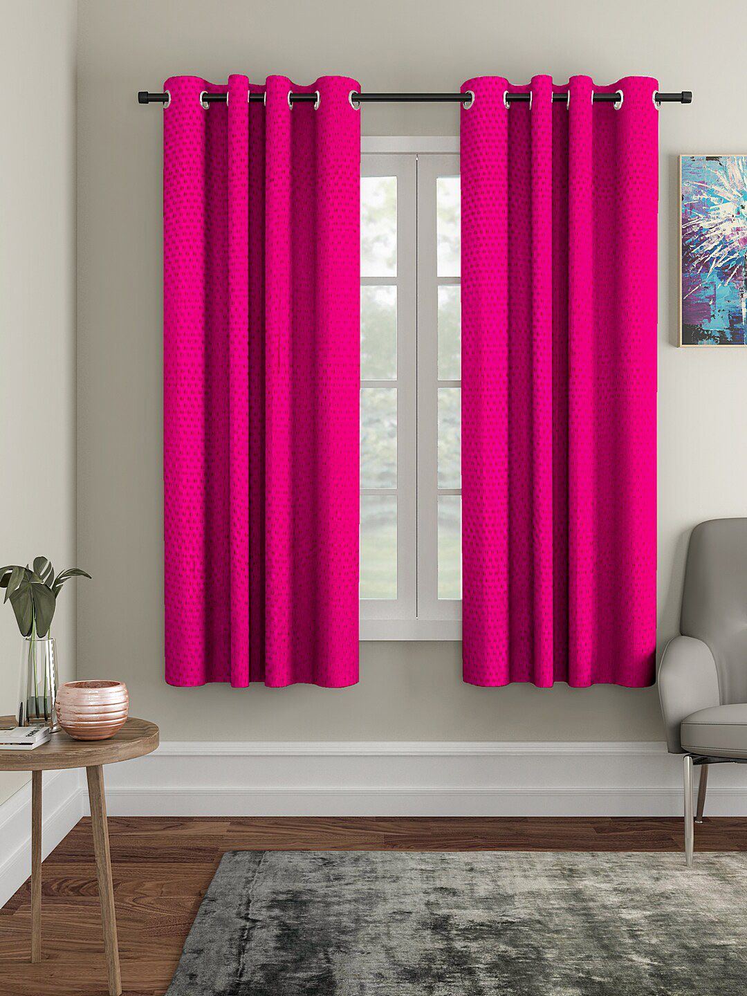 Cortina Pink Set of 2 Window Curtains Price in India