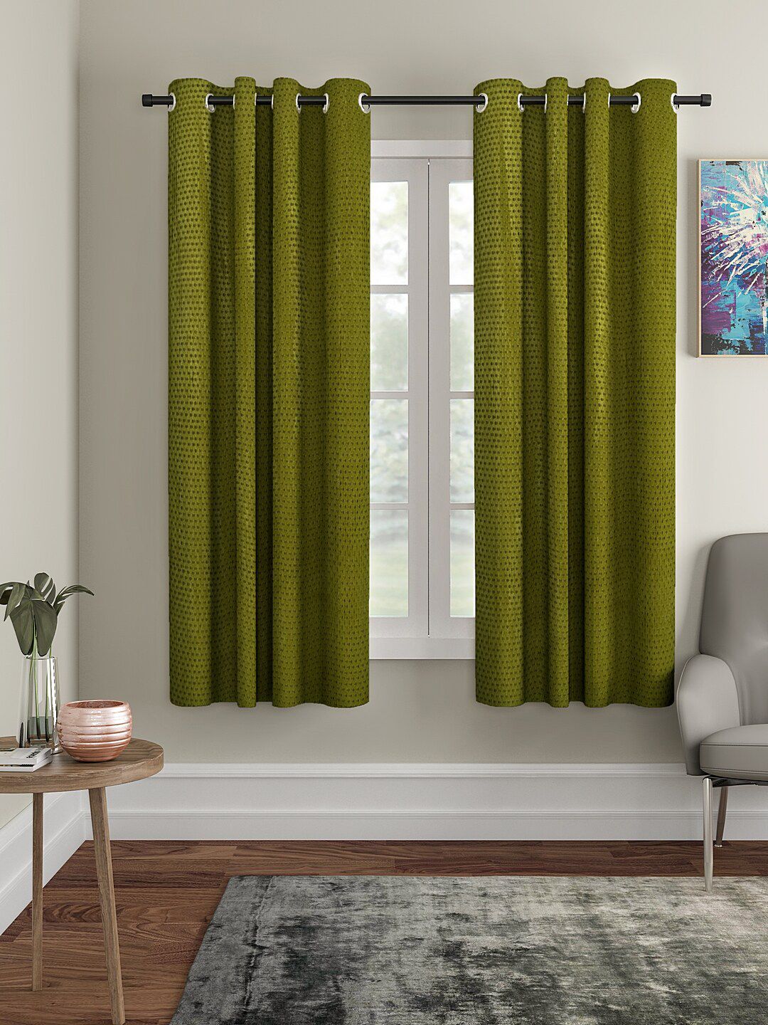 Cortina Green Set of 2 Window Curtains Price in India