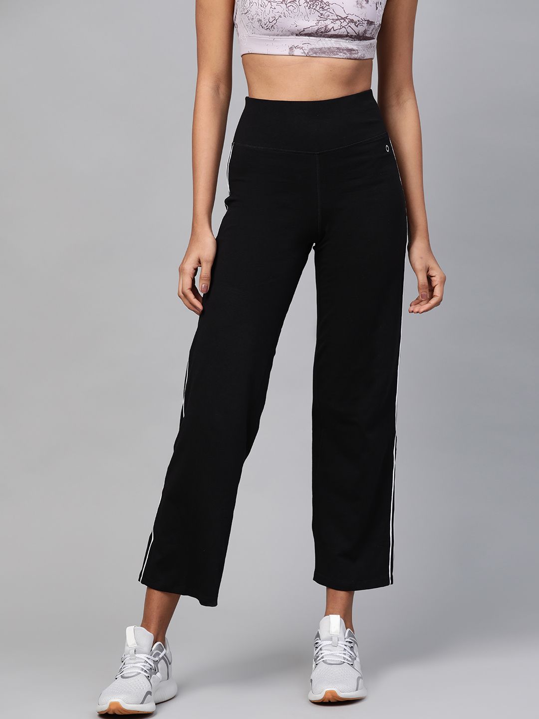 Marks & Spencer Women Black Straight Fit Cropped Track Pants Price in India