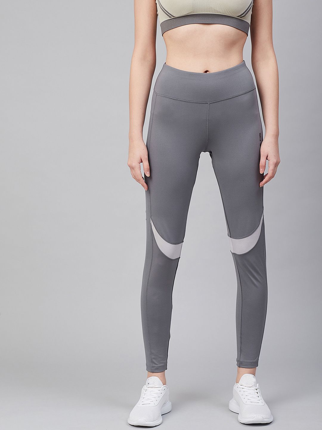 Alcis Women Grey Solid Training Tights Price in India