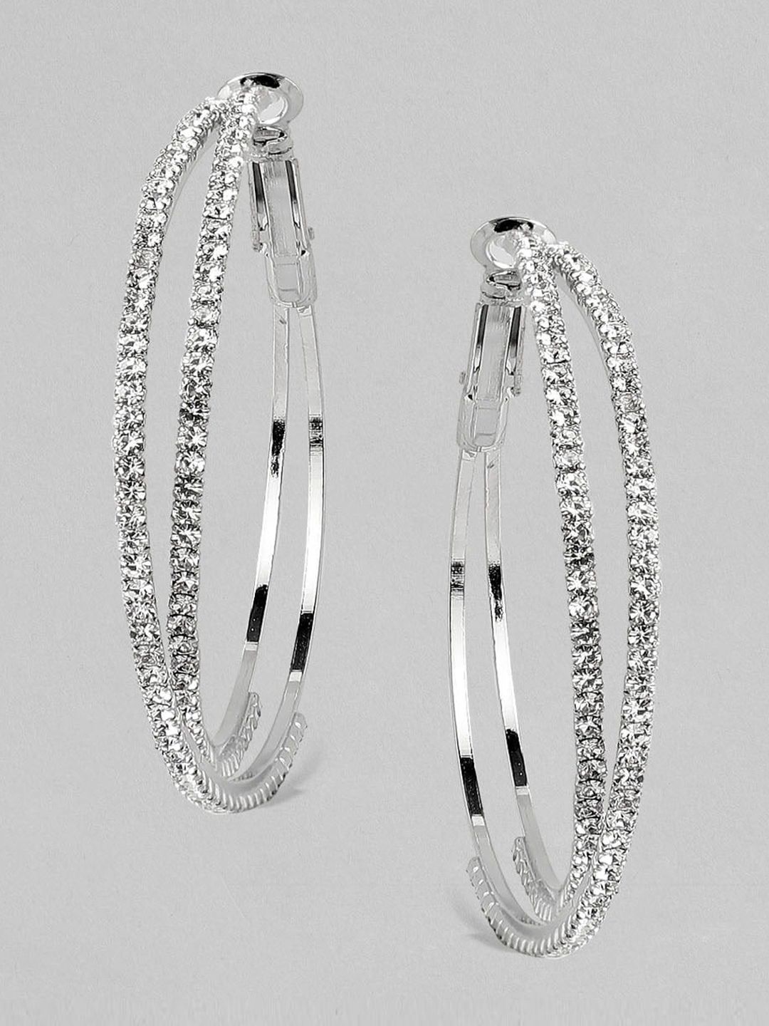 TOKYO TALKIES X rubans FASHION ACCESSORIES Silver-Plated Handcrafted CZ Hoop Earrings Price in India
