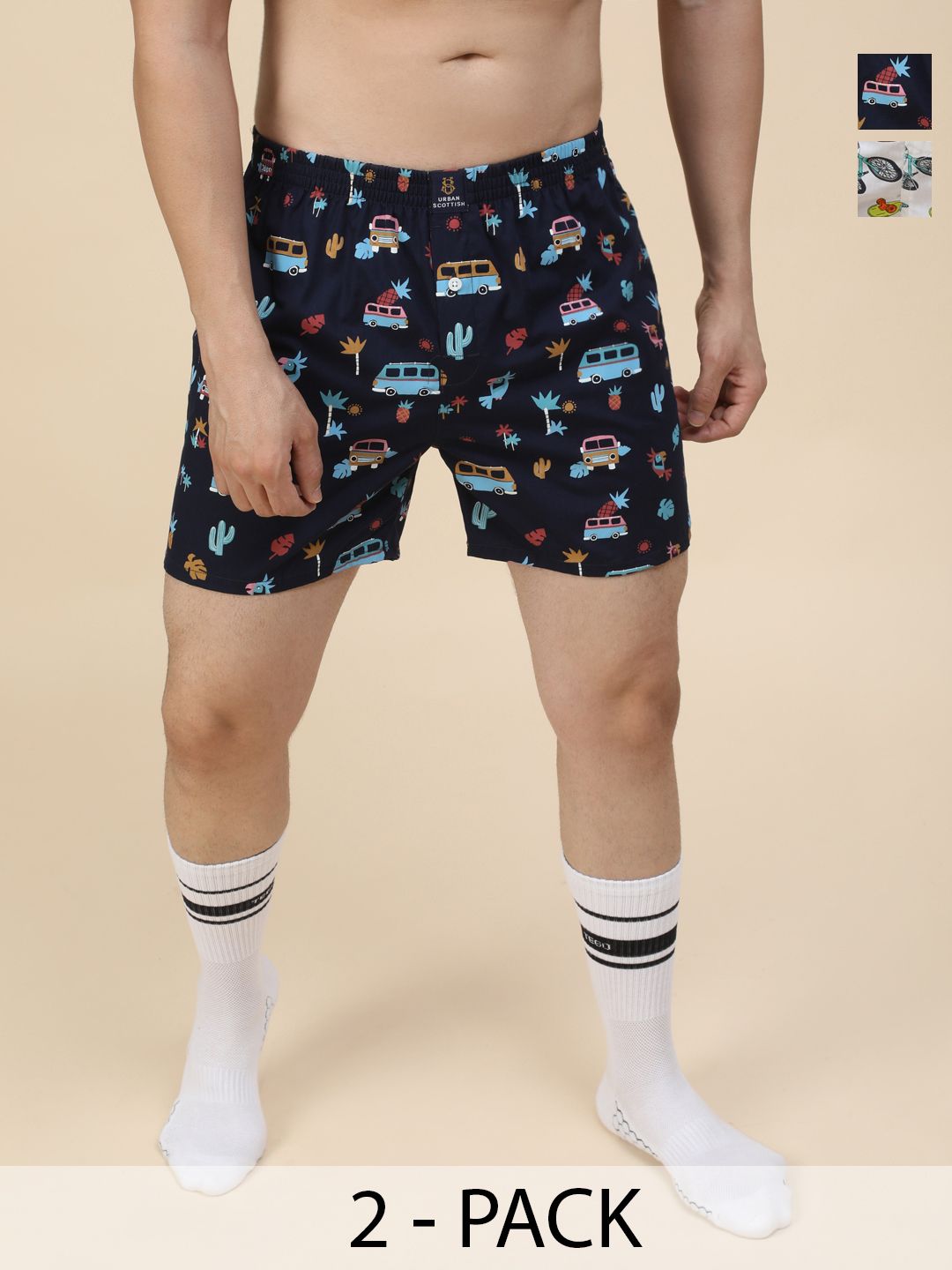 URBAN SCOTTISH Men Pack Of 2 Printed Pure Cotton Boxers