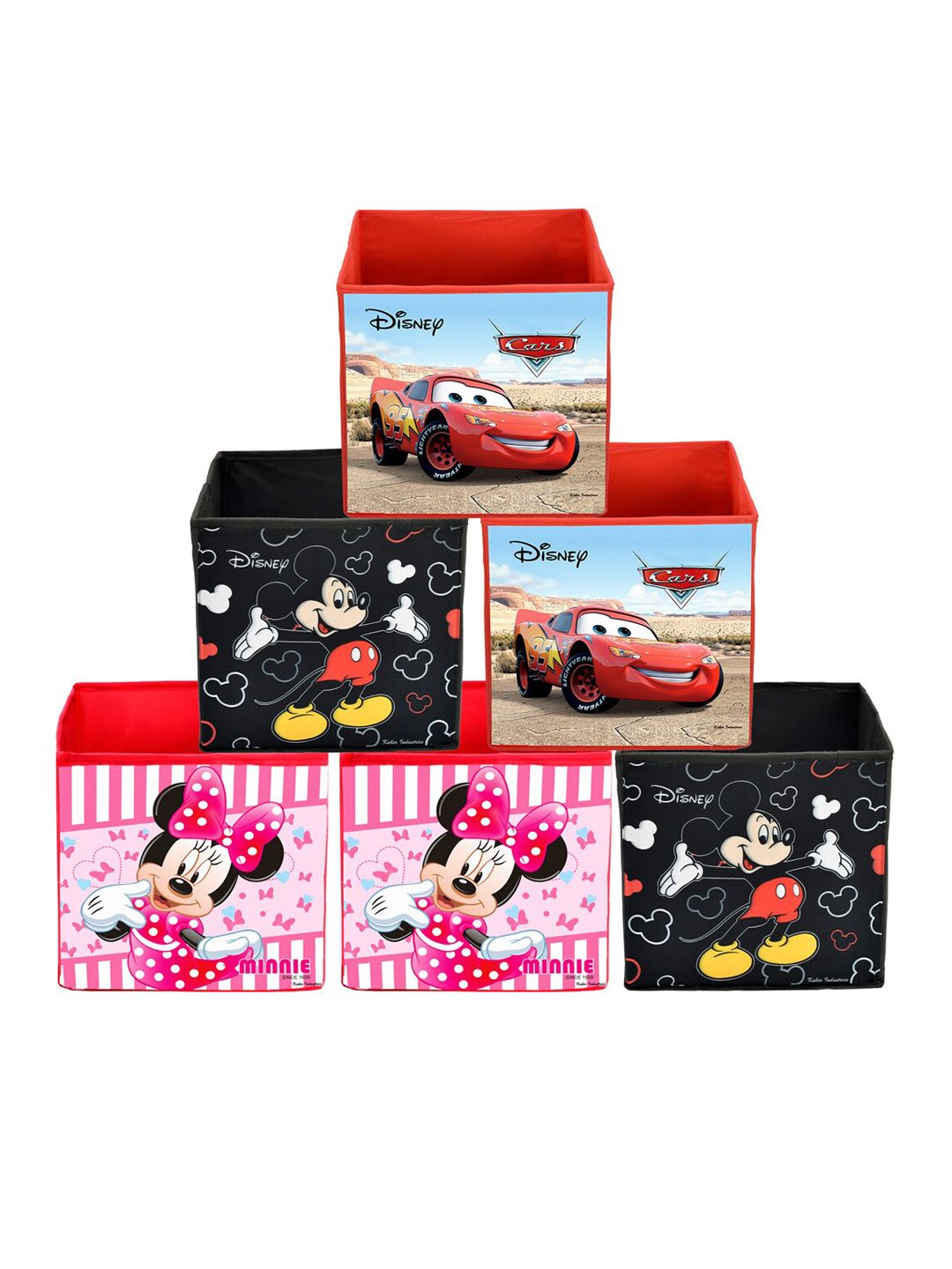 Kuber Industries Set Of 6 Multicoloured Disney Printed Foldable Storage Boxes With Handle Price in India