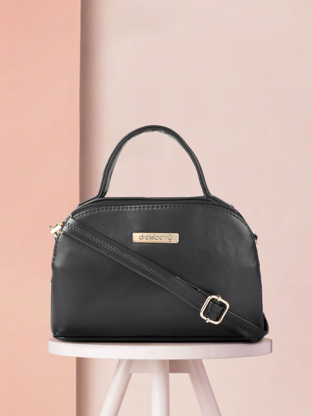 DressBerry Black Solid Sling Bag Price in India
