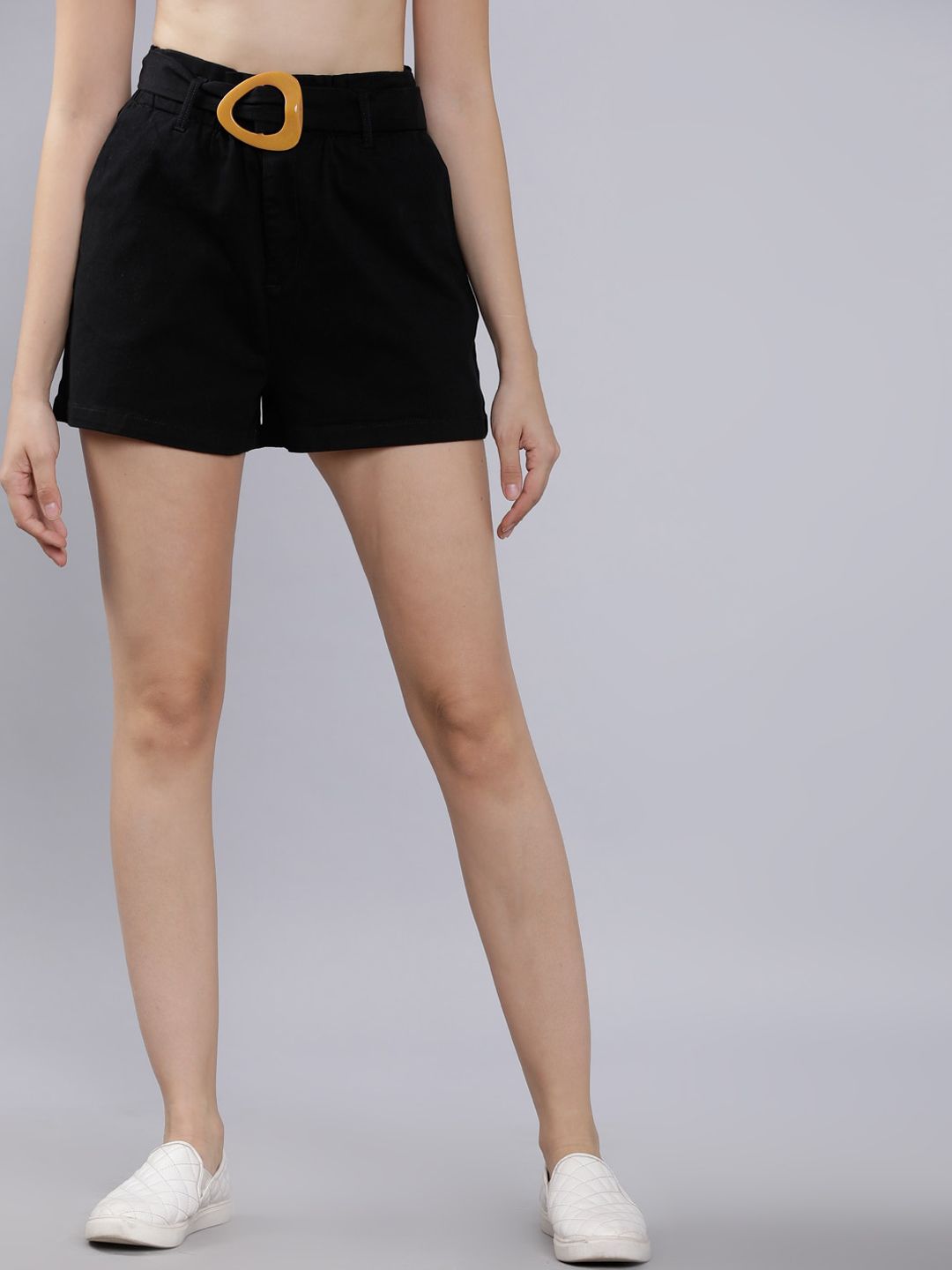 Tokyo Talkies Women Black Solid Regular Fit Regular Shorts Price in India