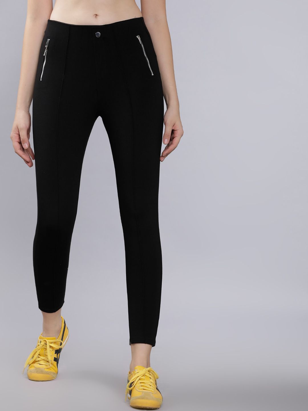 Tokyo Talkies Women Black Regular Fit Solid Regular Trousers Price in India