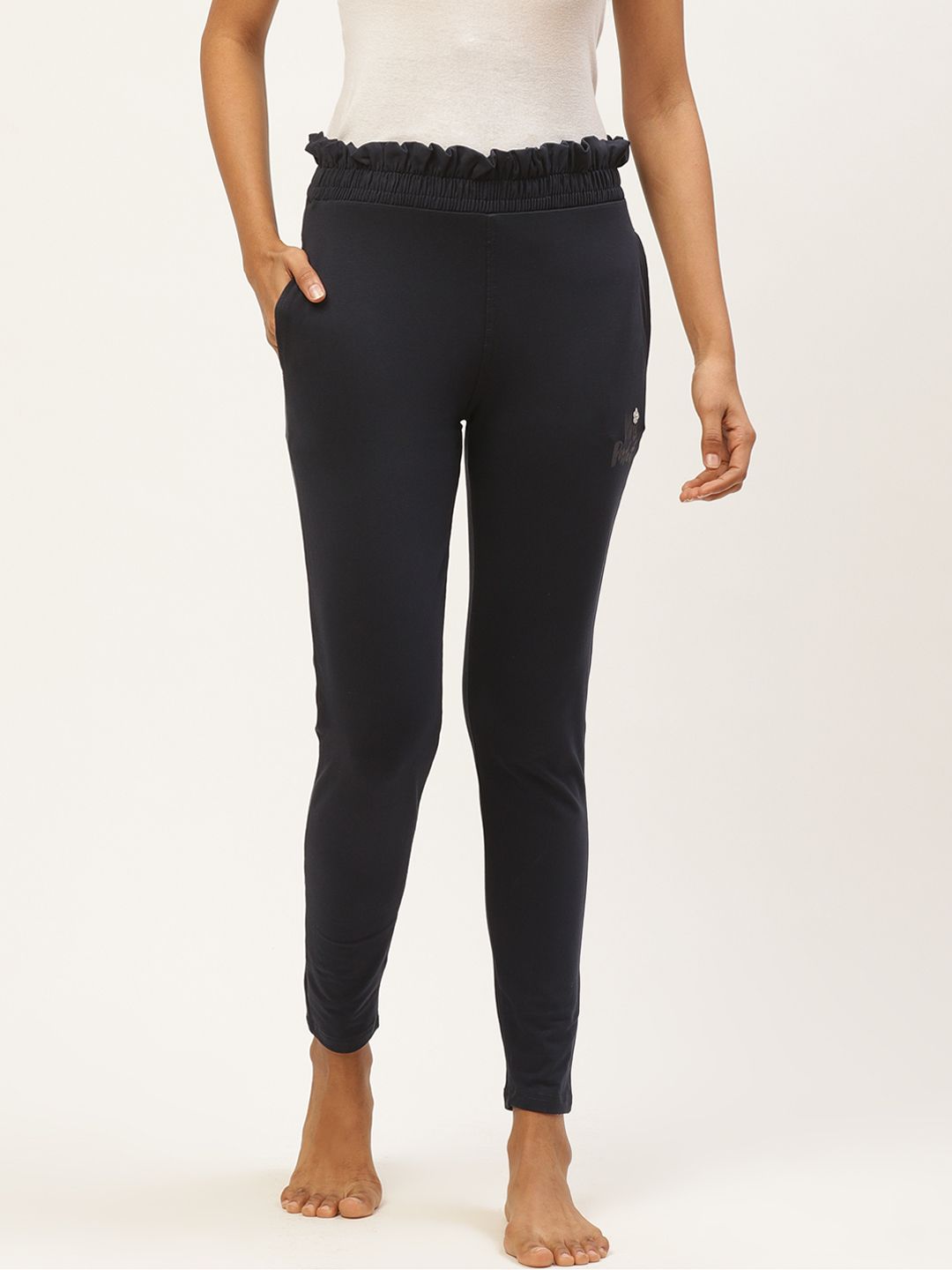 Sweet Dreams Women Navy Blue Slim Fit Solid Lounge Pants Price in India