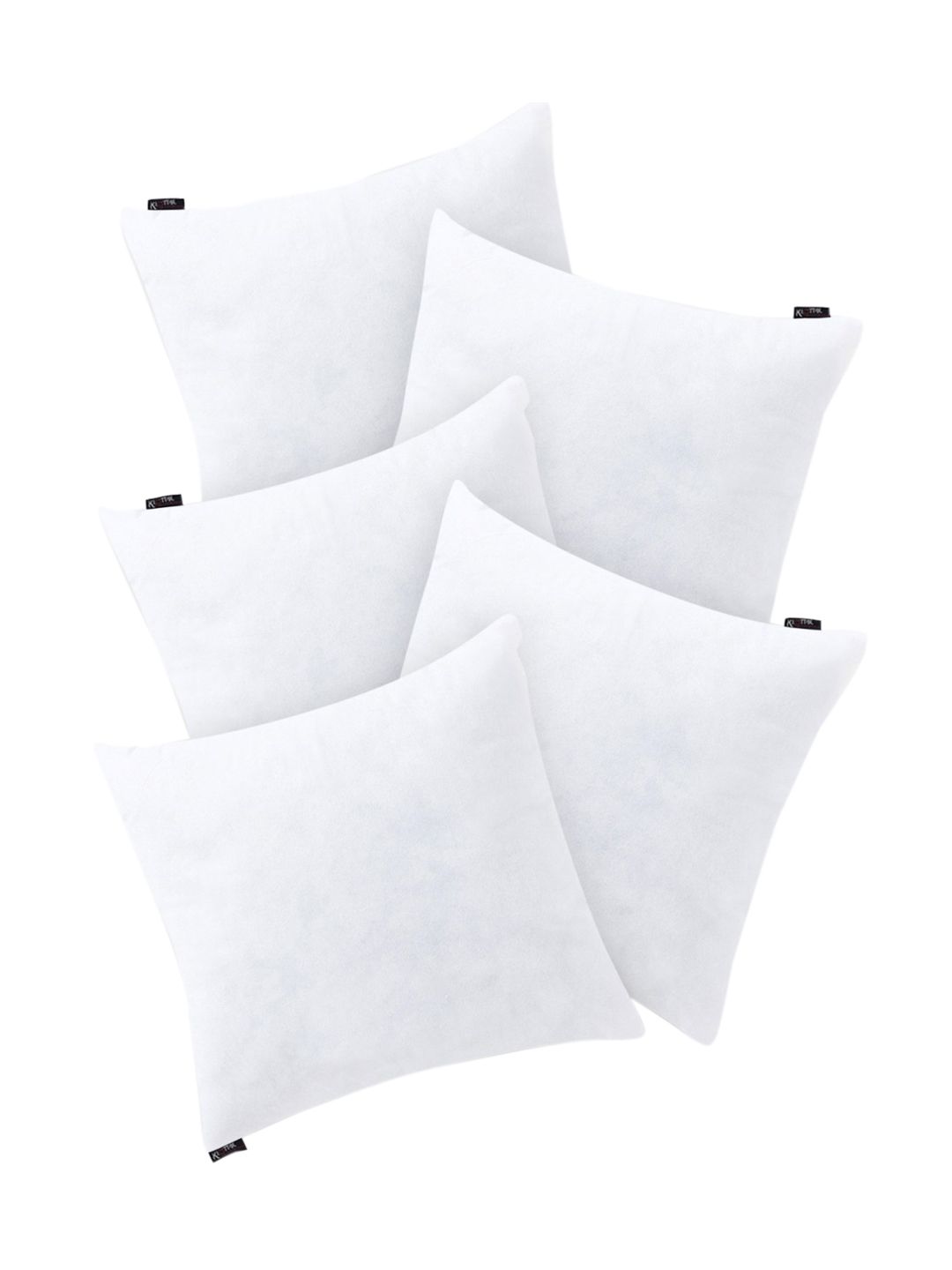 KLOTTHE Set of 5 White Microfiber Square Cushion Fillers Price in India