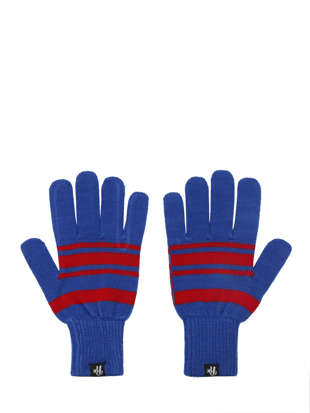 Roadster Men Blue & Red Striped Acrylic Gloves Price in India