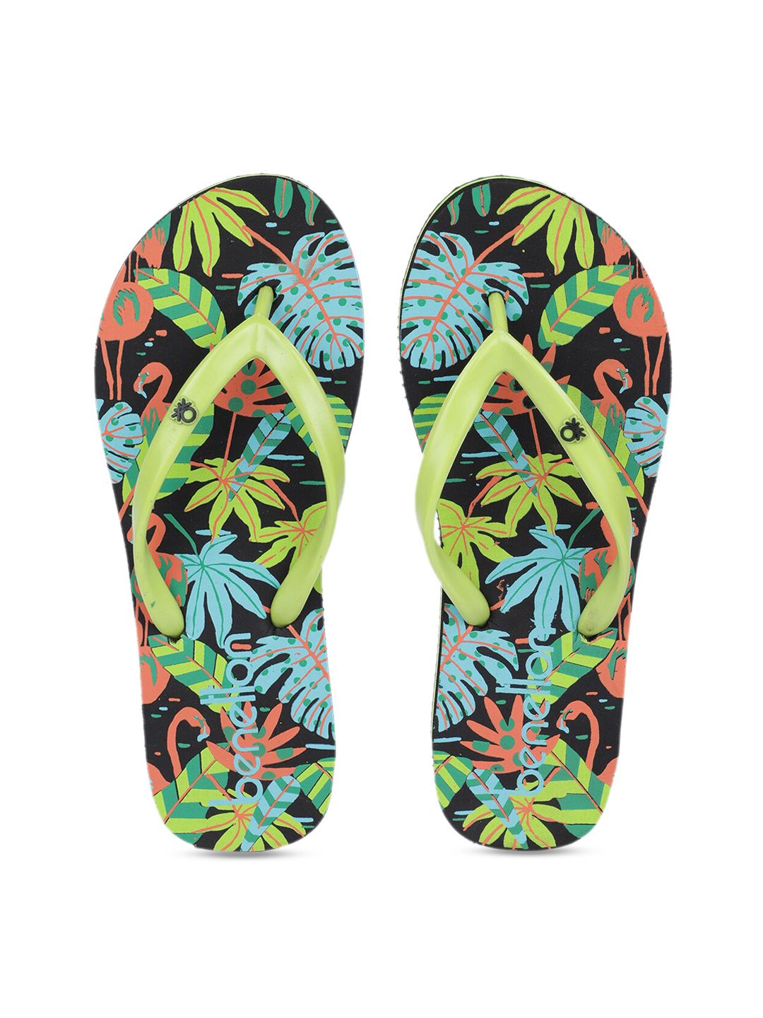 United Colors of Benetton Women Multicoloured Printed Thong Flip-Flops Price in India