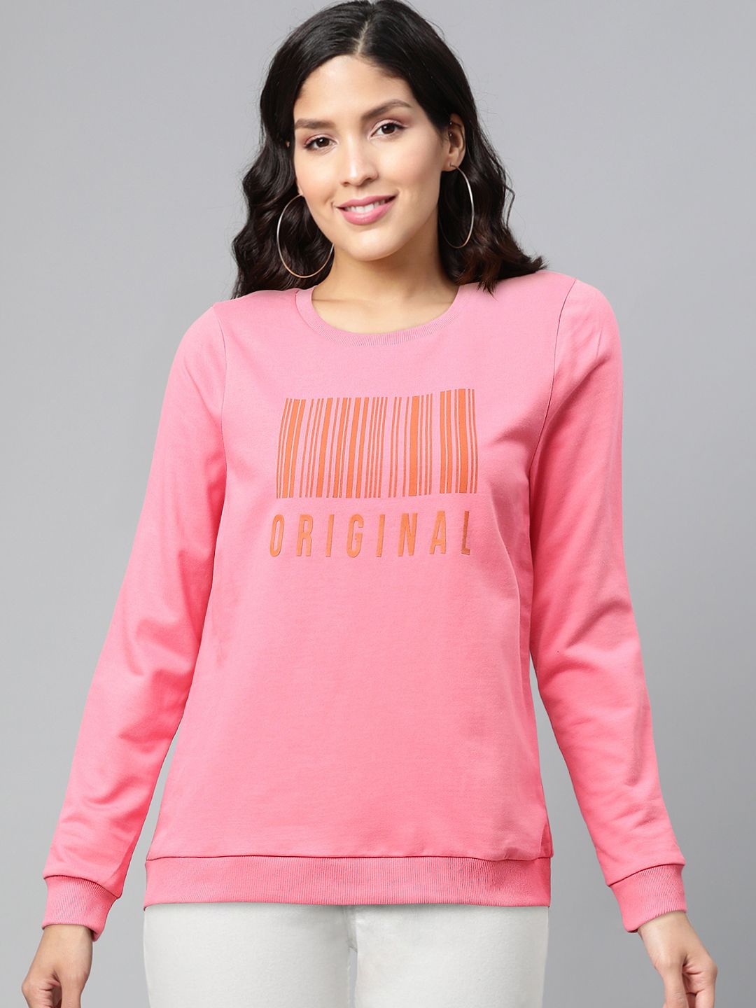 Vero Moda Women Pink & Brown Printed Sweatshirt Price in India