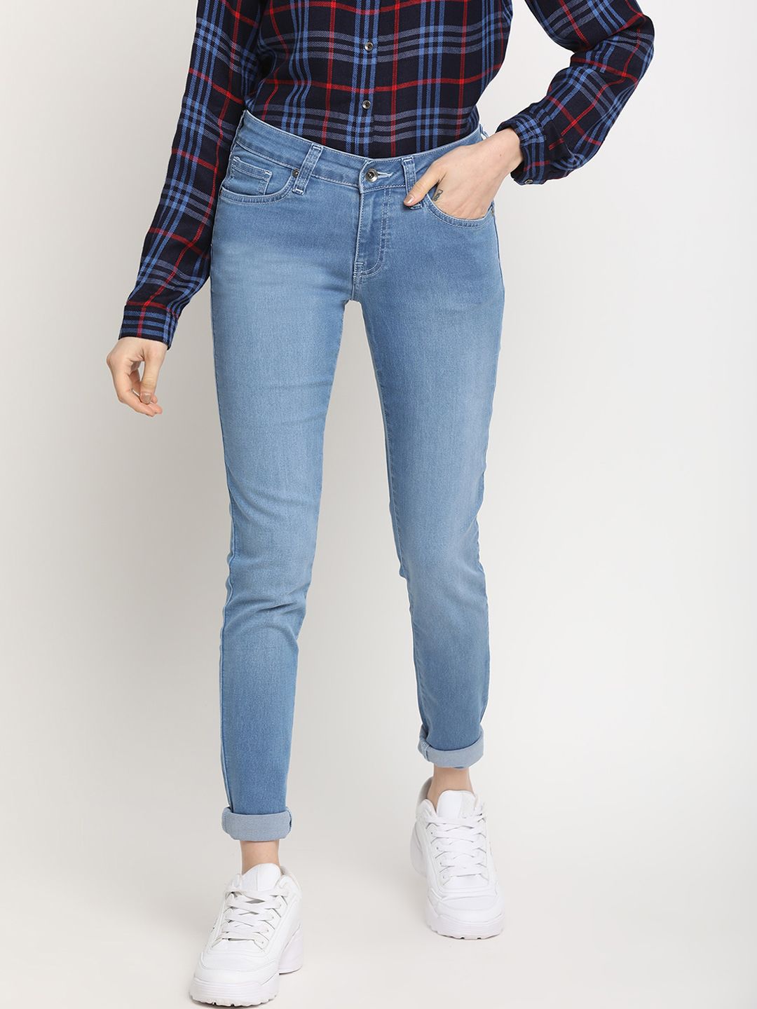 Pepe Jeans Women Blue Regular Fit Mid-Rise Clean Look Jeans Price in India