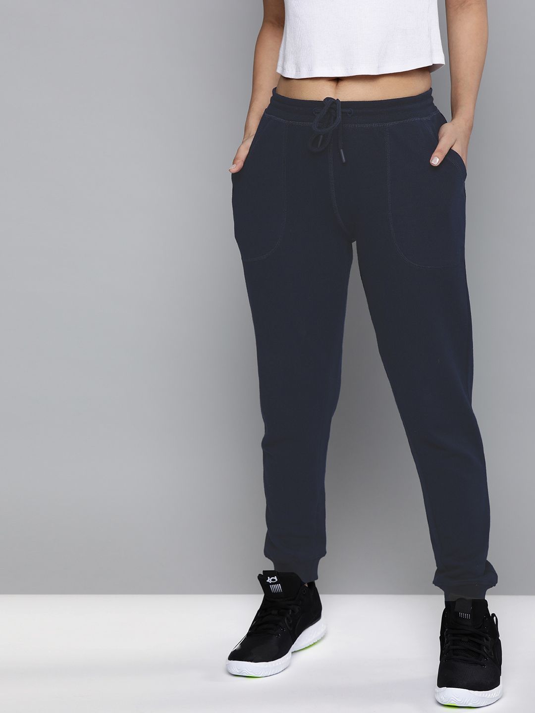 Harvard Woman's Navy Blue Solid Track Pants Price in India