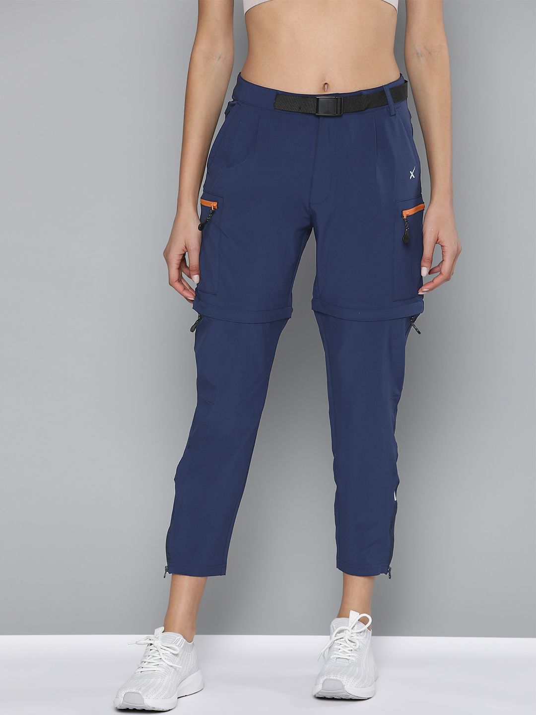 HRX by Hrithik Roshan Women Medieval Blue Solid Rapid-Dry Anti-Microbial Outdoor Trousers