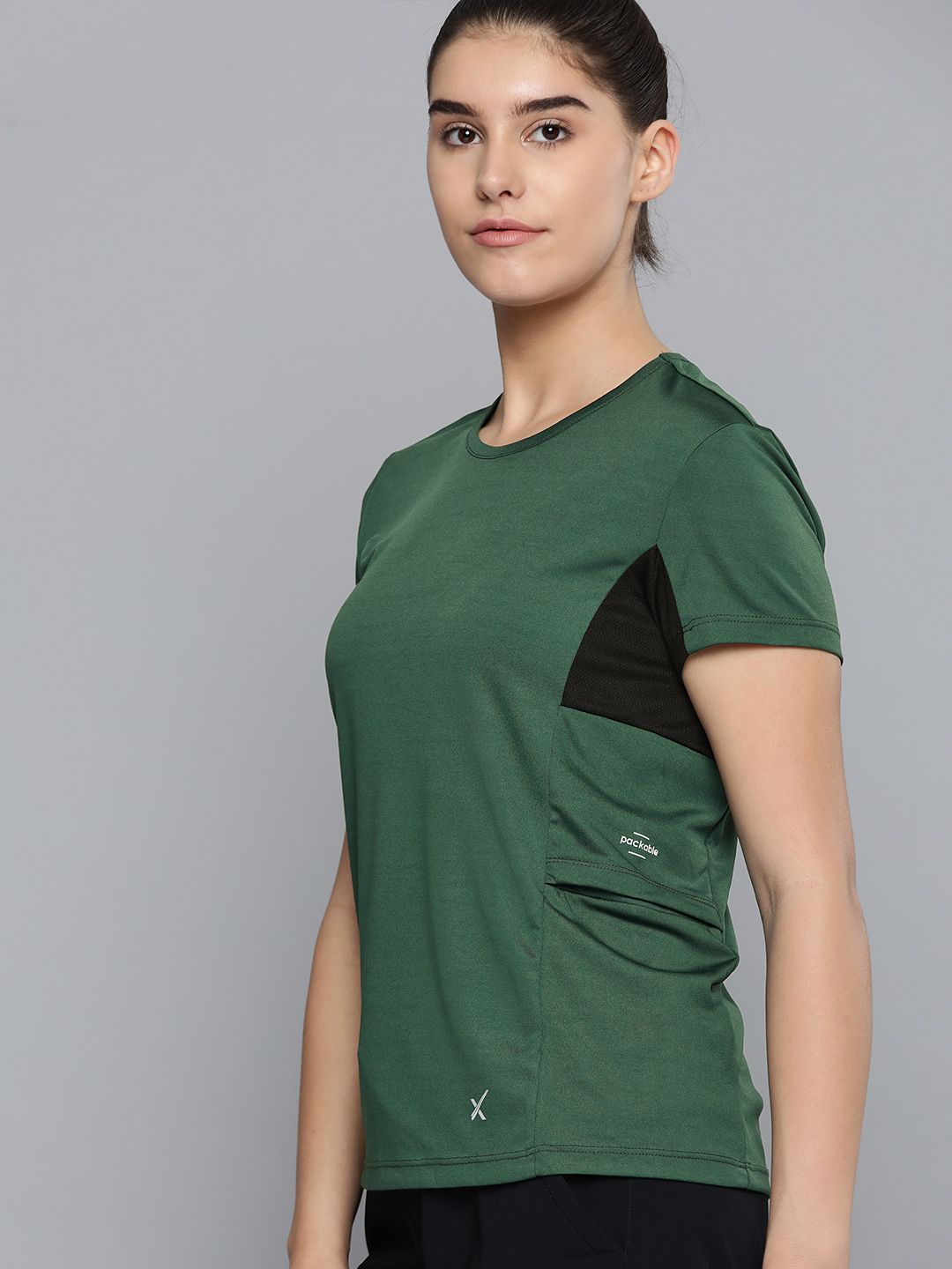 HRX by Hrithik Roshan Women Jungle Green Solid Rapid-Dry Outdoor Packable T-shirt