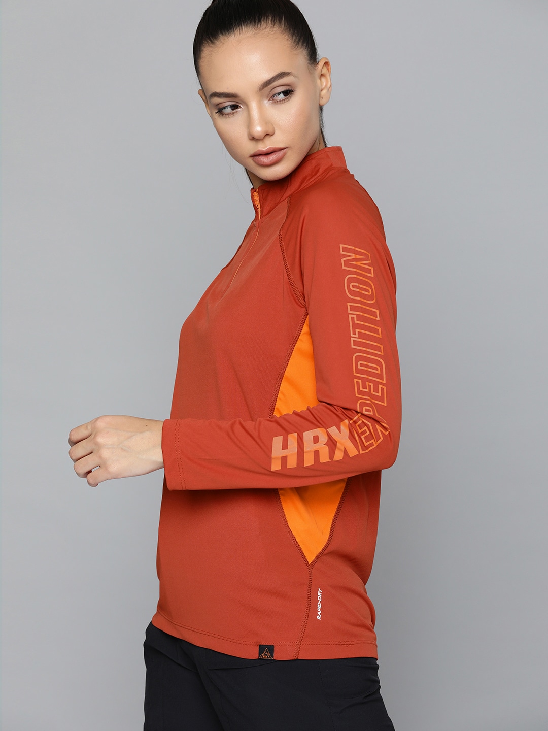 HRX by Hrithik Roshan Women Bassa Nova Brand Logo Printed Rapid-Dry Outdoor T-shirt Price in India