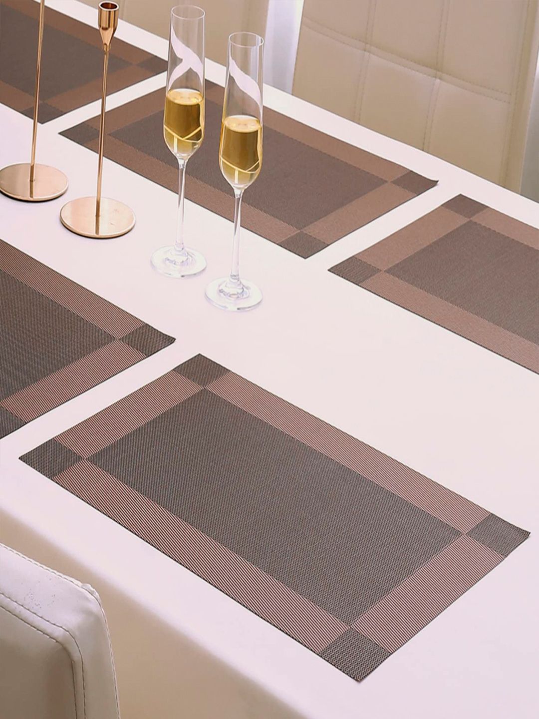 HOKIPO Set Of 6 Brown Solid Table Placemats
