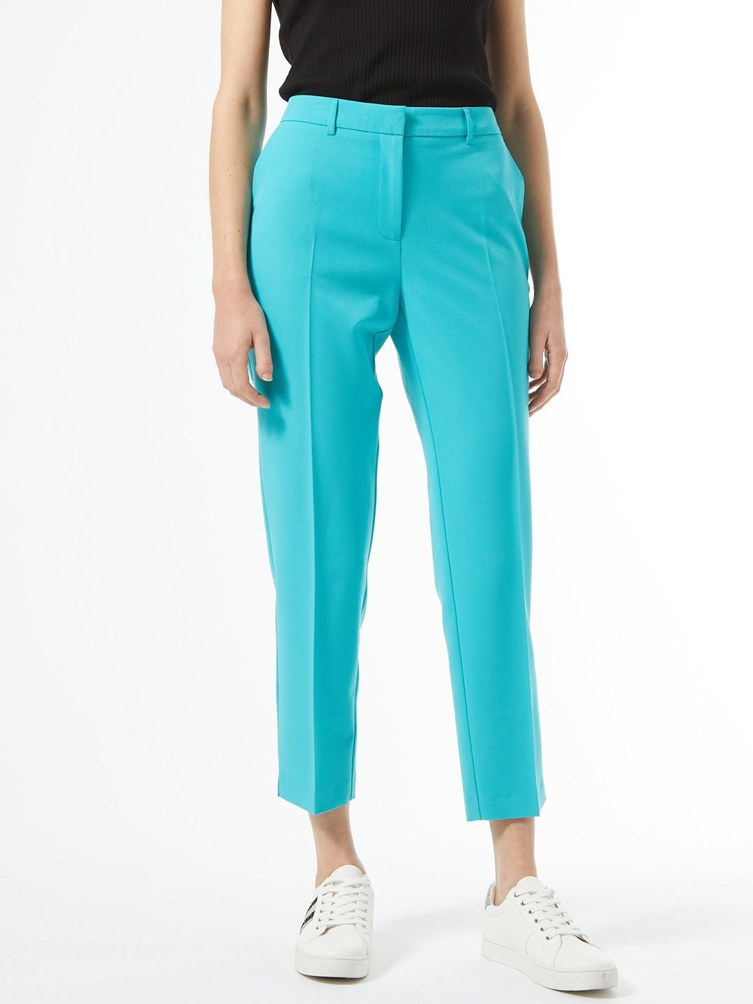 DOROTHY PERKINS Women Blue Regular Fit Solid Cropped Trousers