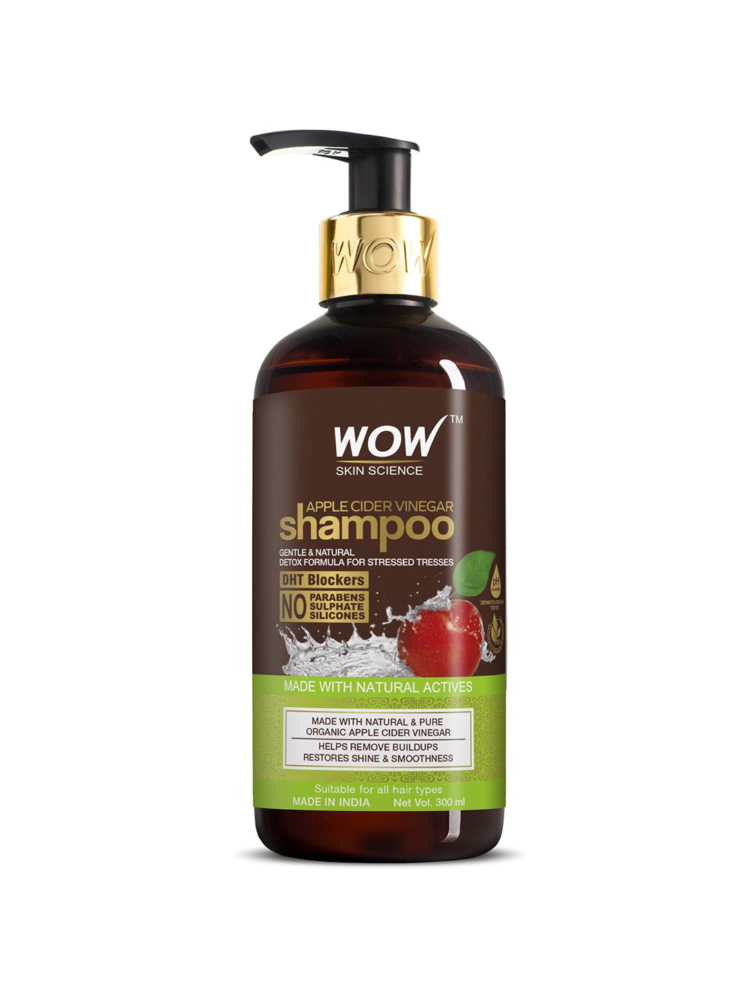 WOW SKIN SCIENCE Apple Cider Vinegar Shampoo Restores Shine-No Parabens, Sulphates - 300ml Price in India