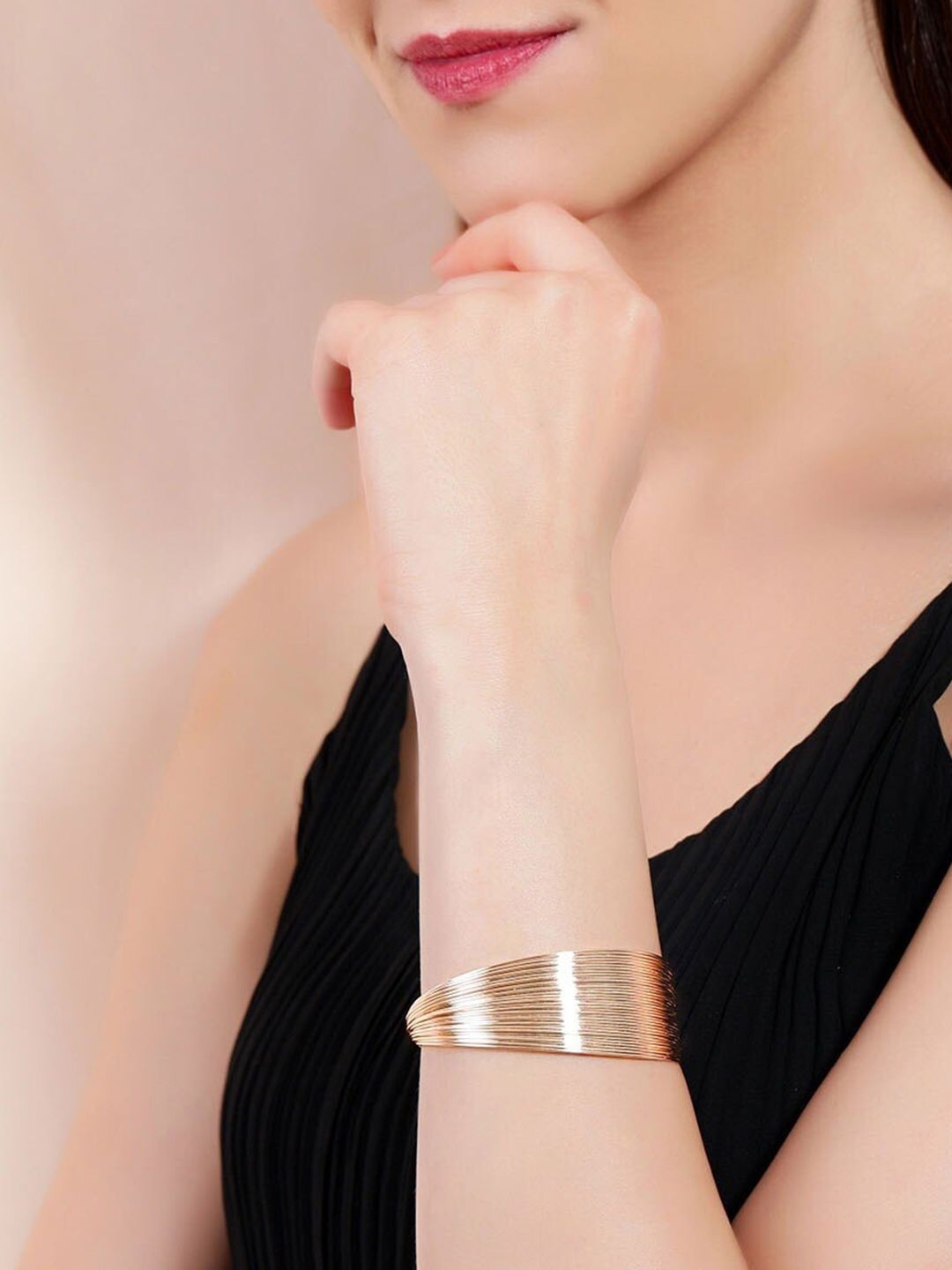 TOKYO TALKIES X rubans FASHION ACCESSORIES Women Rose Gold-Plated Cuff Bracelet Price in India