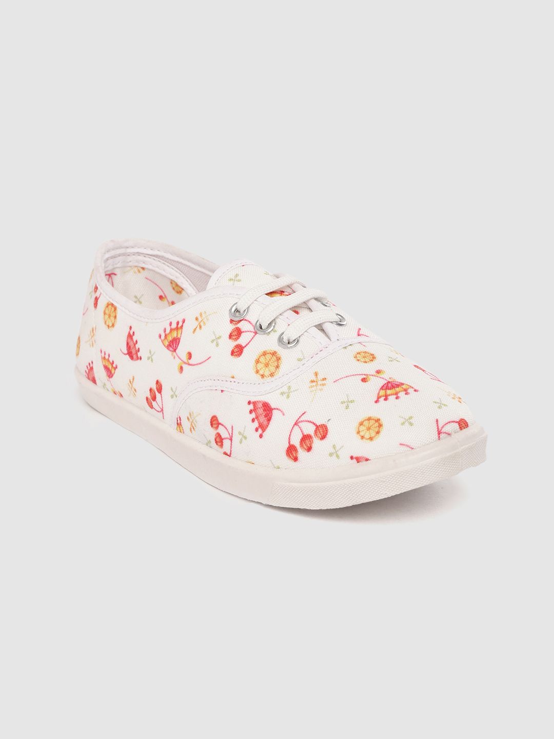 DressBerry Women White & Red Printed Washable Sneakers Price in India