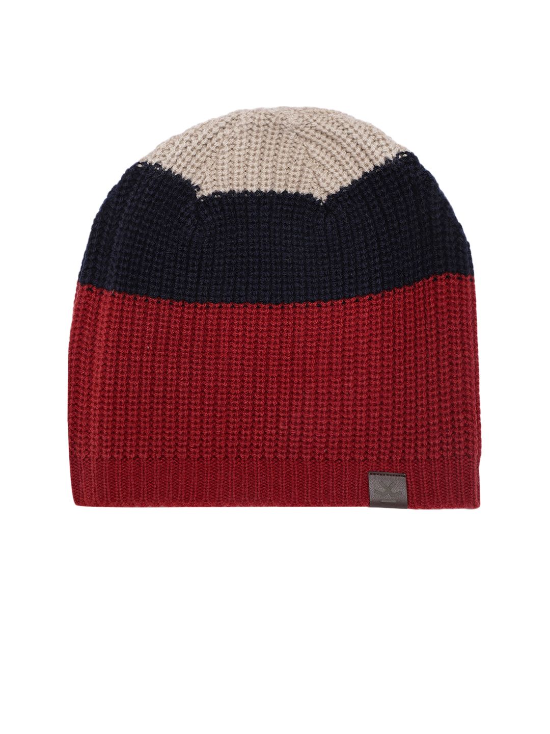 WROGN Unisex Red & Navy Blue Colourblocked Beanie Price in India