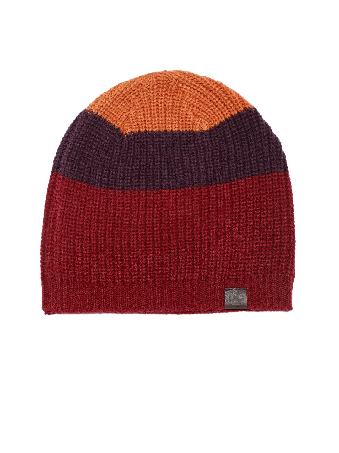 WROGN Unisex Red & Brown Colourblocked Beanie Price in India