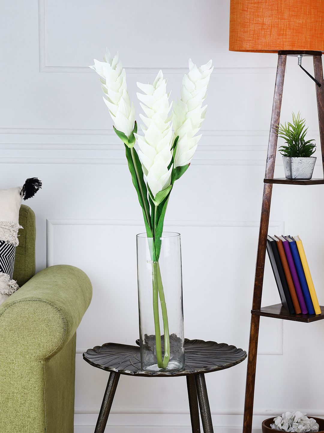 OddCroft White & Green Artificial Ginger Flower Stick Price in India