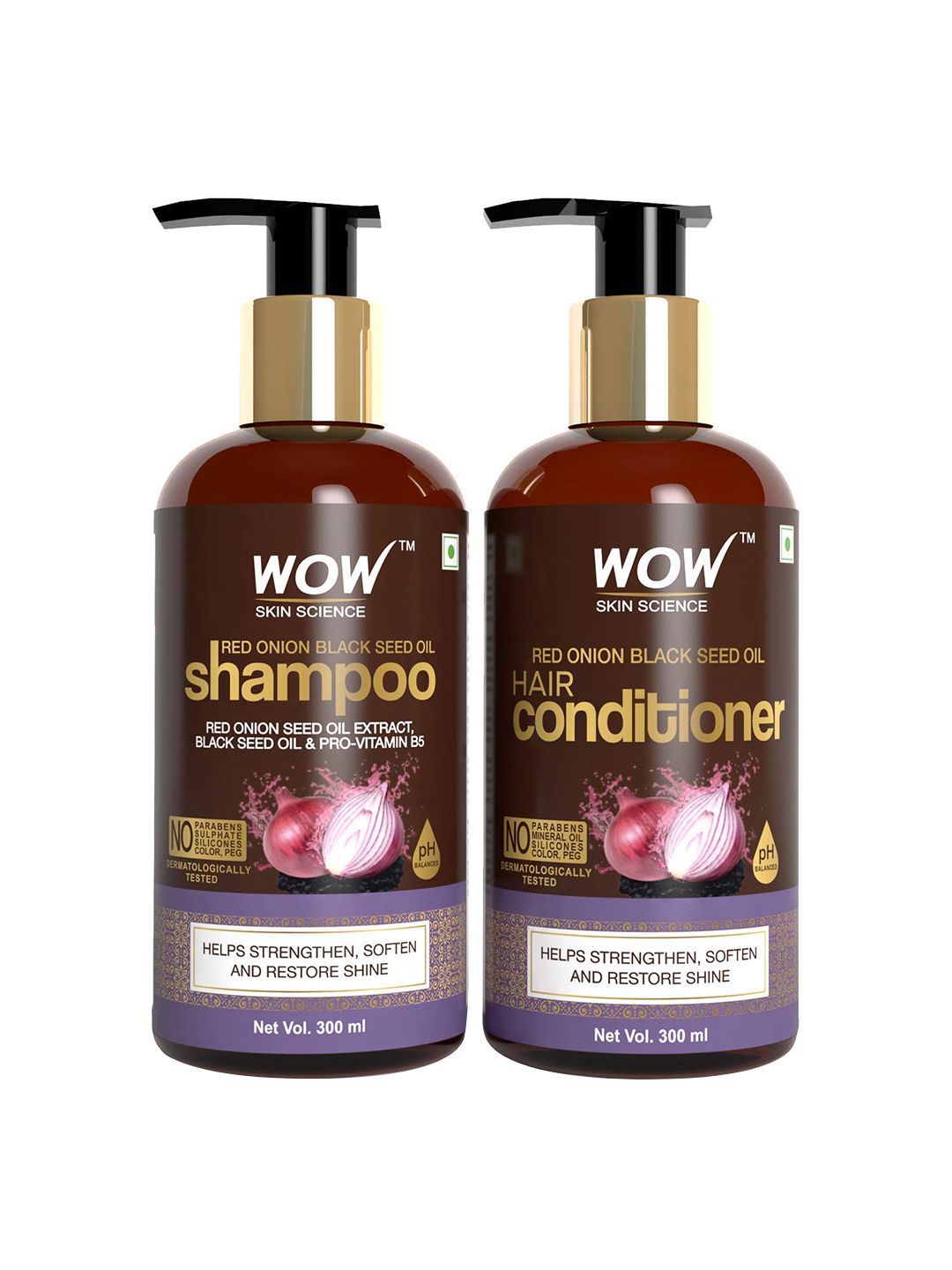 WOW SKIN SCIENCE Red Onion Black Seed Oil Shampoo & Conditioner Kit - 300 ml each Price in India