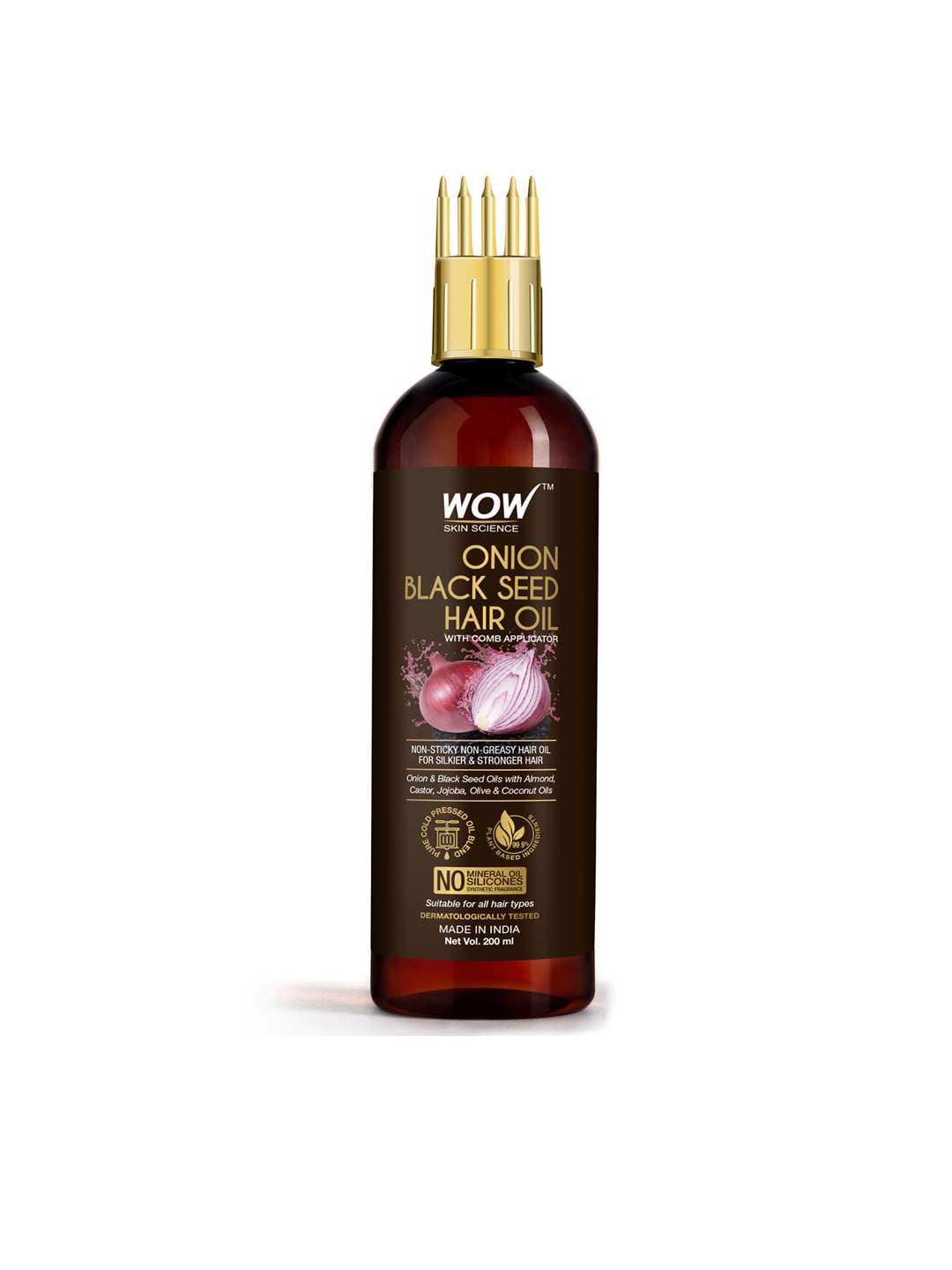 WOW SKIN SCIENCE Onion Hair Oil with Black Seed Oil Extracts with Comb Applicator - 200 ml Price in India