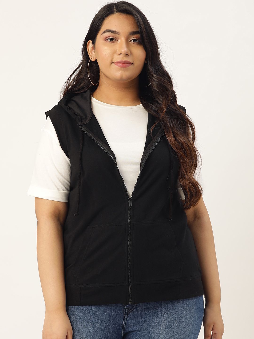 Rute Women Black Solid Hooded Plus Size Sweatshirt Price in India