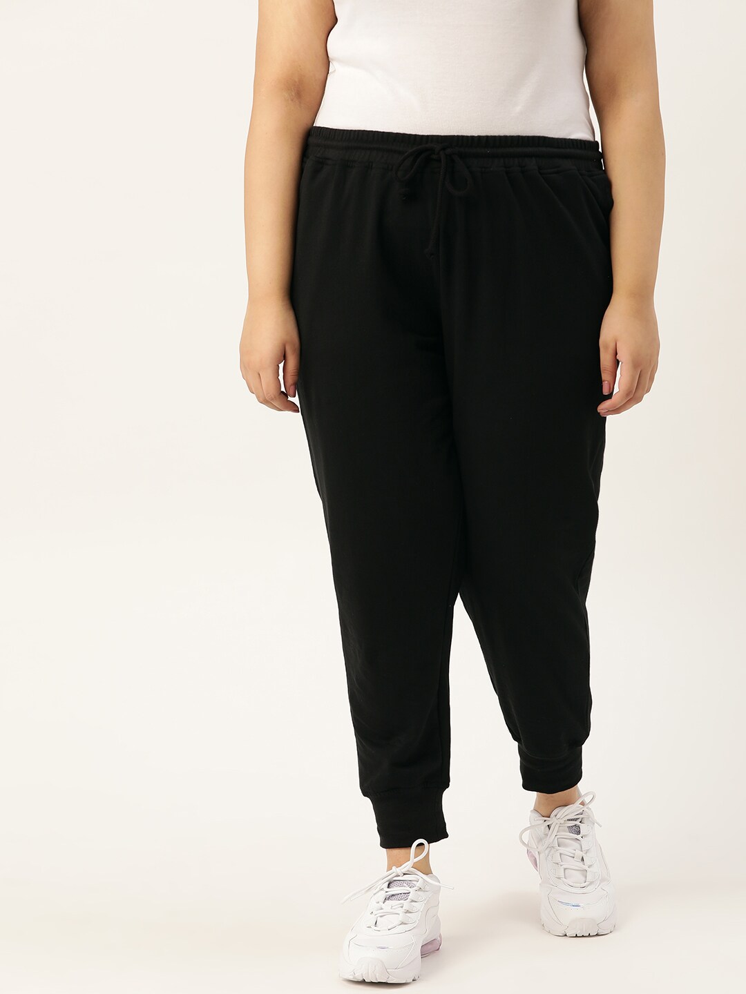 Rute Women Black Solid Plus Size Joggers Price in India