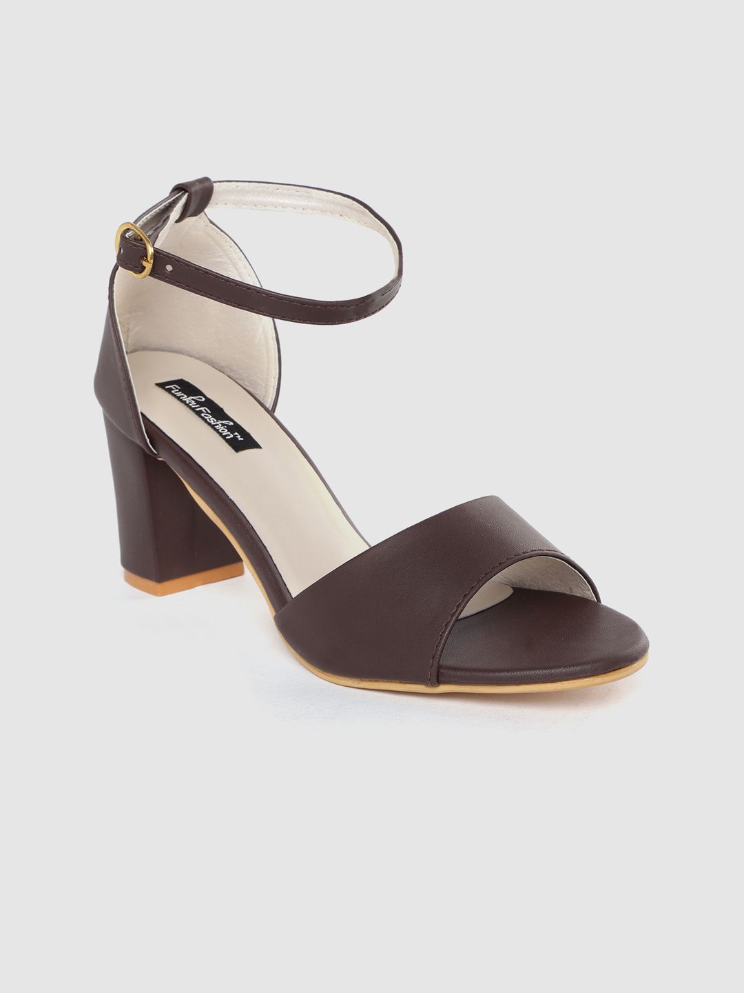 Funku Fashion Women Coffee Brown Solid Block Heels Price in India